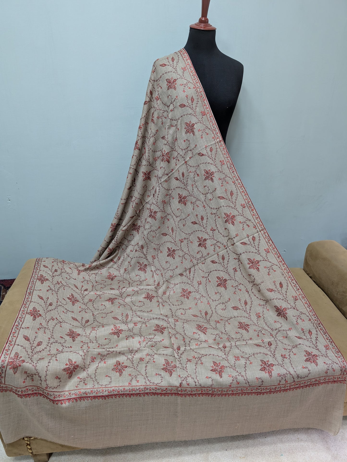 Pashmina Handmade Full Embroidered Souzni Shawl Beautiful New Design 2025 Collection Made in Kashmir