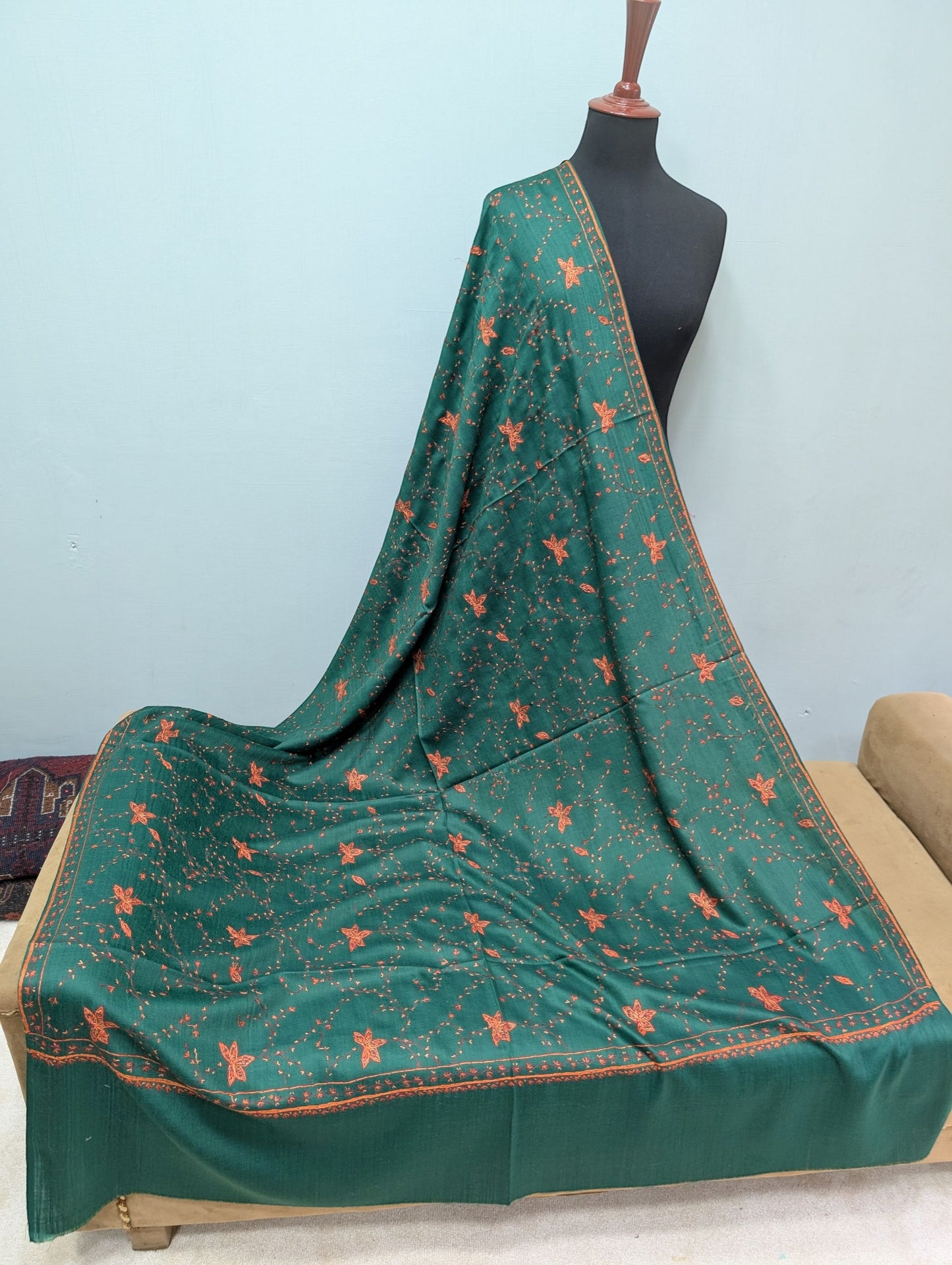 Pashmina Handmade Full Embroidered Souzni Shawl Beautiful New Design 2025 Collection Made in Kashmir