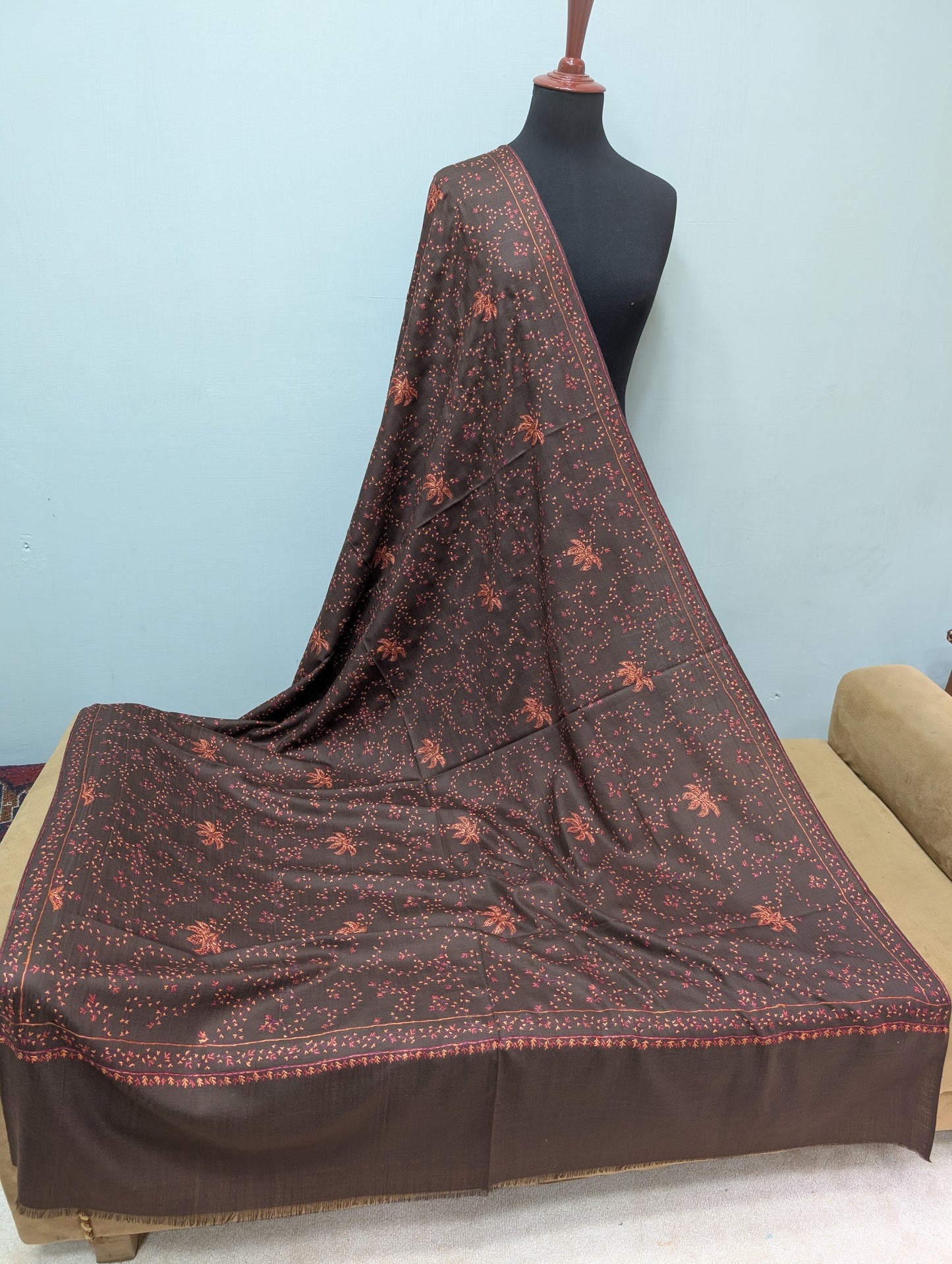 Pashmina Handmade Full Embroidered Souzni Shawl Beautiful New Design 2025 Collection Made in Kashmir