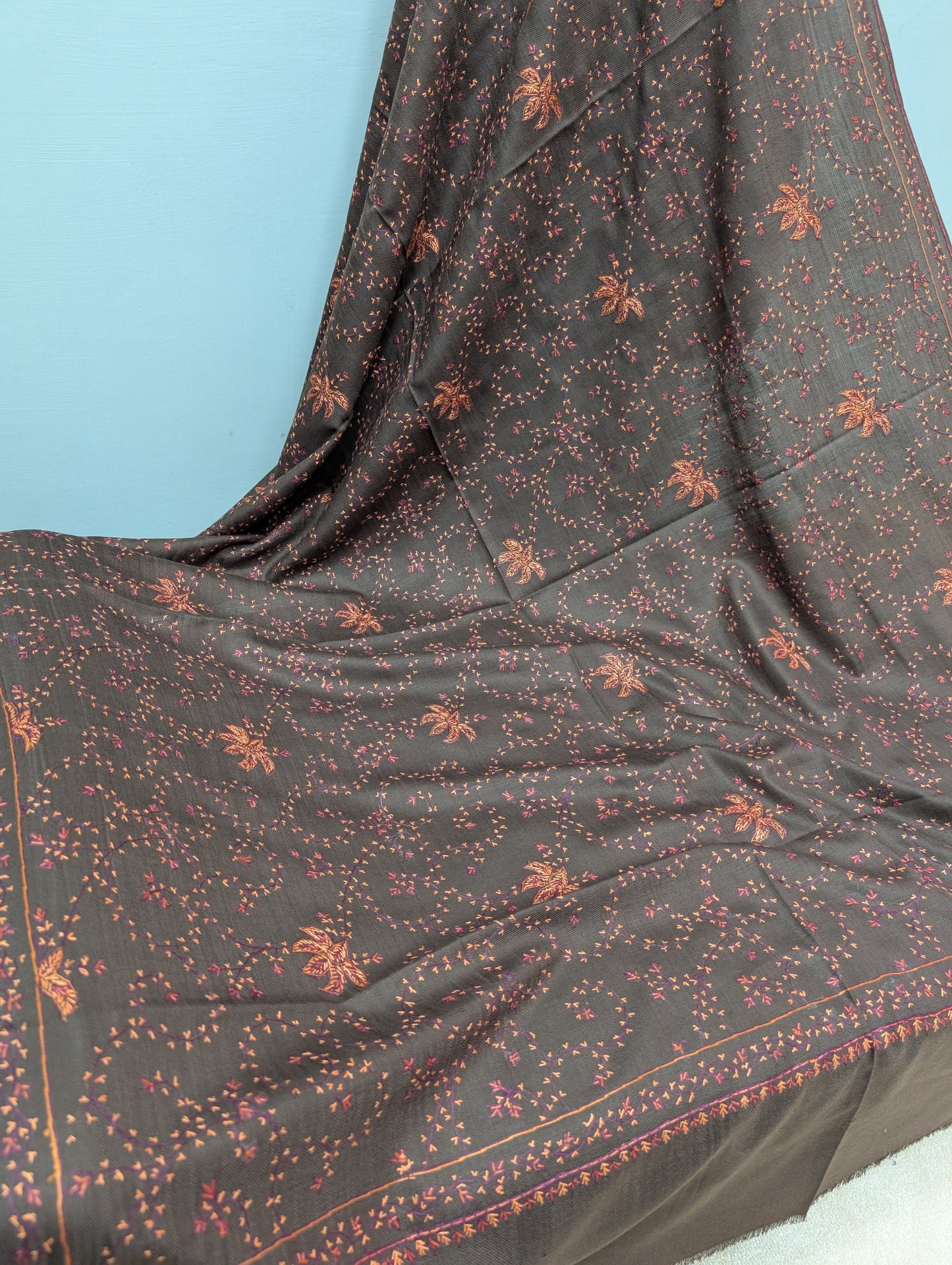 Pashmina Handmade Full Embroidered Souzni Shawl Beautiful New Design 2025 Collection Made in Kashmir