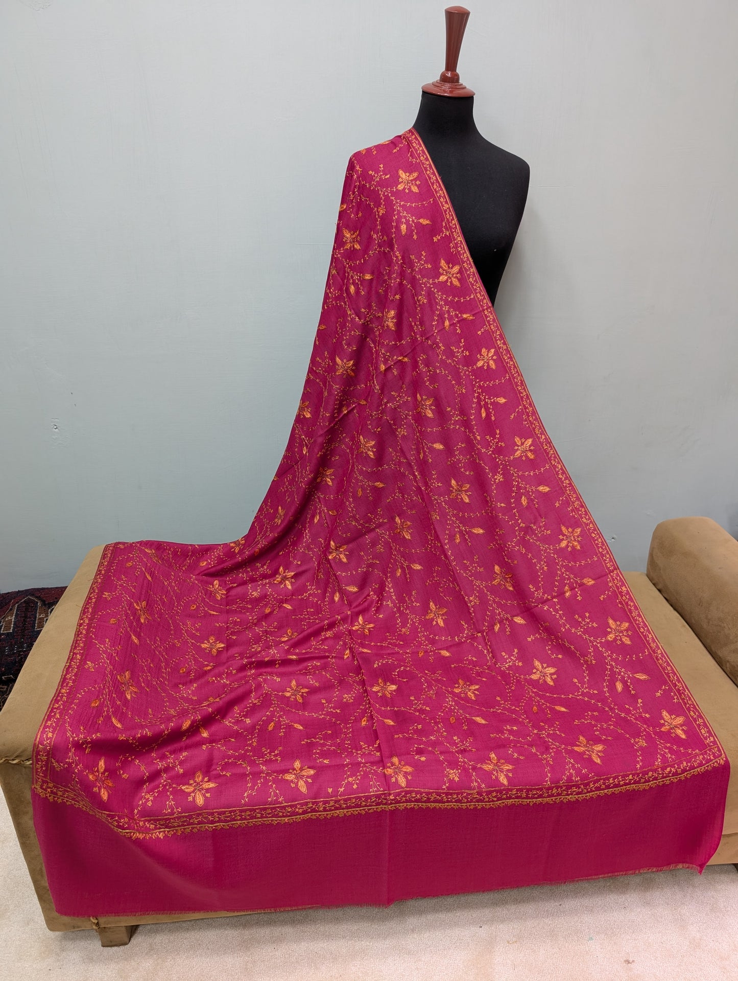 Pashmina Handmade Full Embroidered Souzni Shawl Beautiful New Design 2025 Collection Made in Kashmir