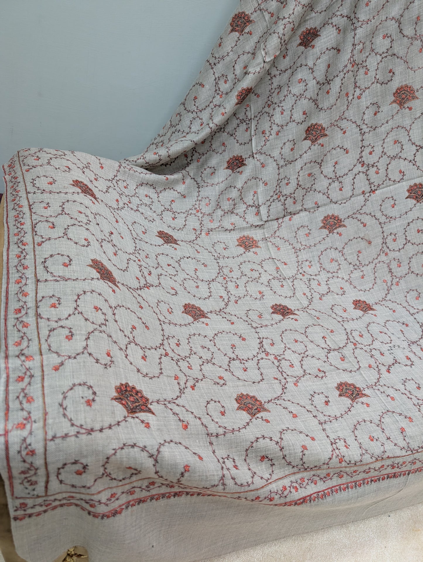 Pashmina Handmade Full Embroidered Souzni Shawl Beautiful New Design 2025 Collection Made in Kashmir