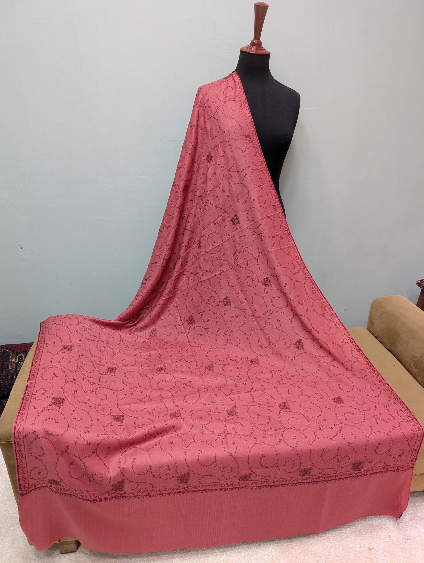 Pashmina Handmade Full Embroidered Souzni Shawl Beautiful New Design 2025 Collection Made in Kashmir