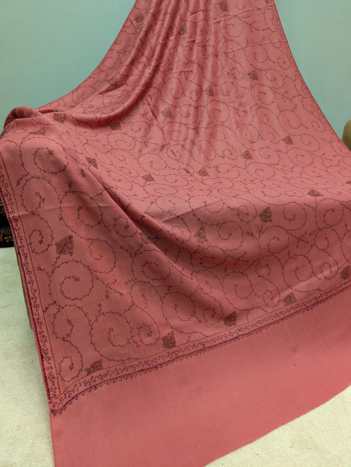 Pashmina Handmade Full Embroidered Souzni Shawl Beautiful New Design 2025 Collection Made in Kashmir