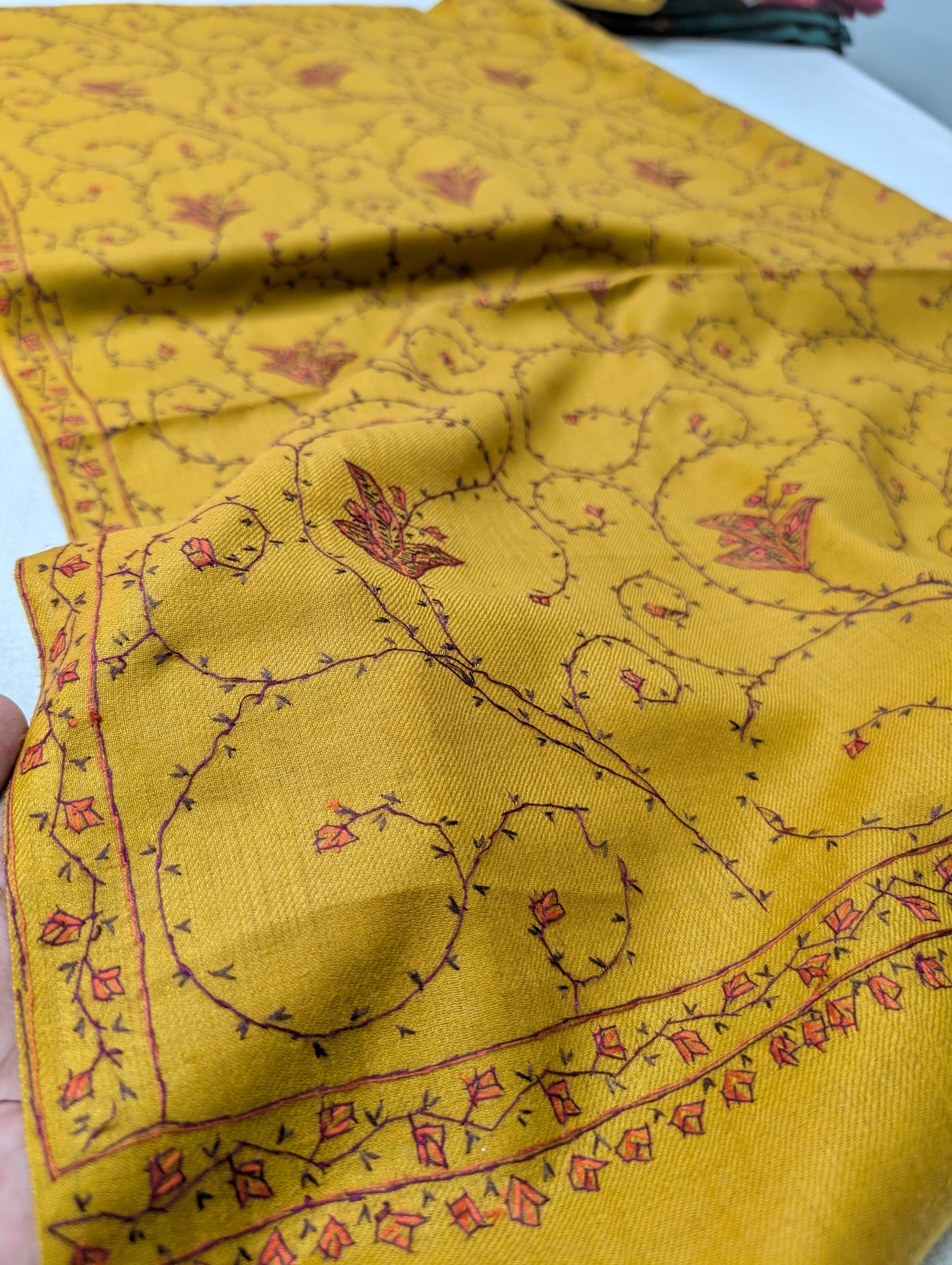 Pashmina Handmade Full Embroidered Souzni Shawl Beautiful New Design 2025 Collection Made in Kashmir