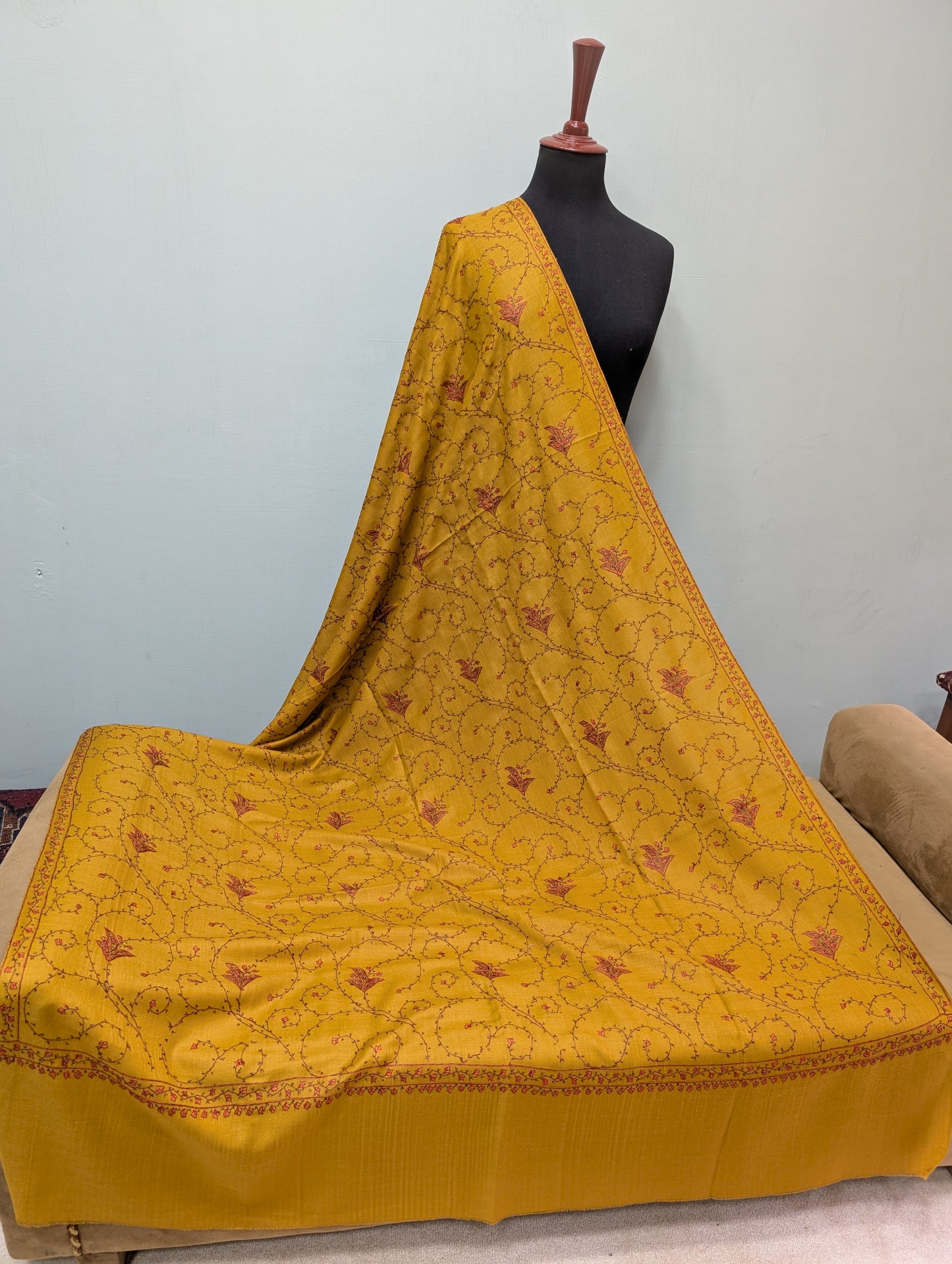 Pashmina Handmade Full Embroidered Souzni Shawl Beautiful New Design 2025 Collection Made in Kashmir