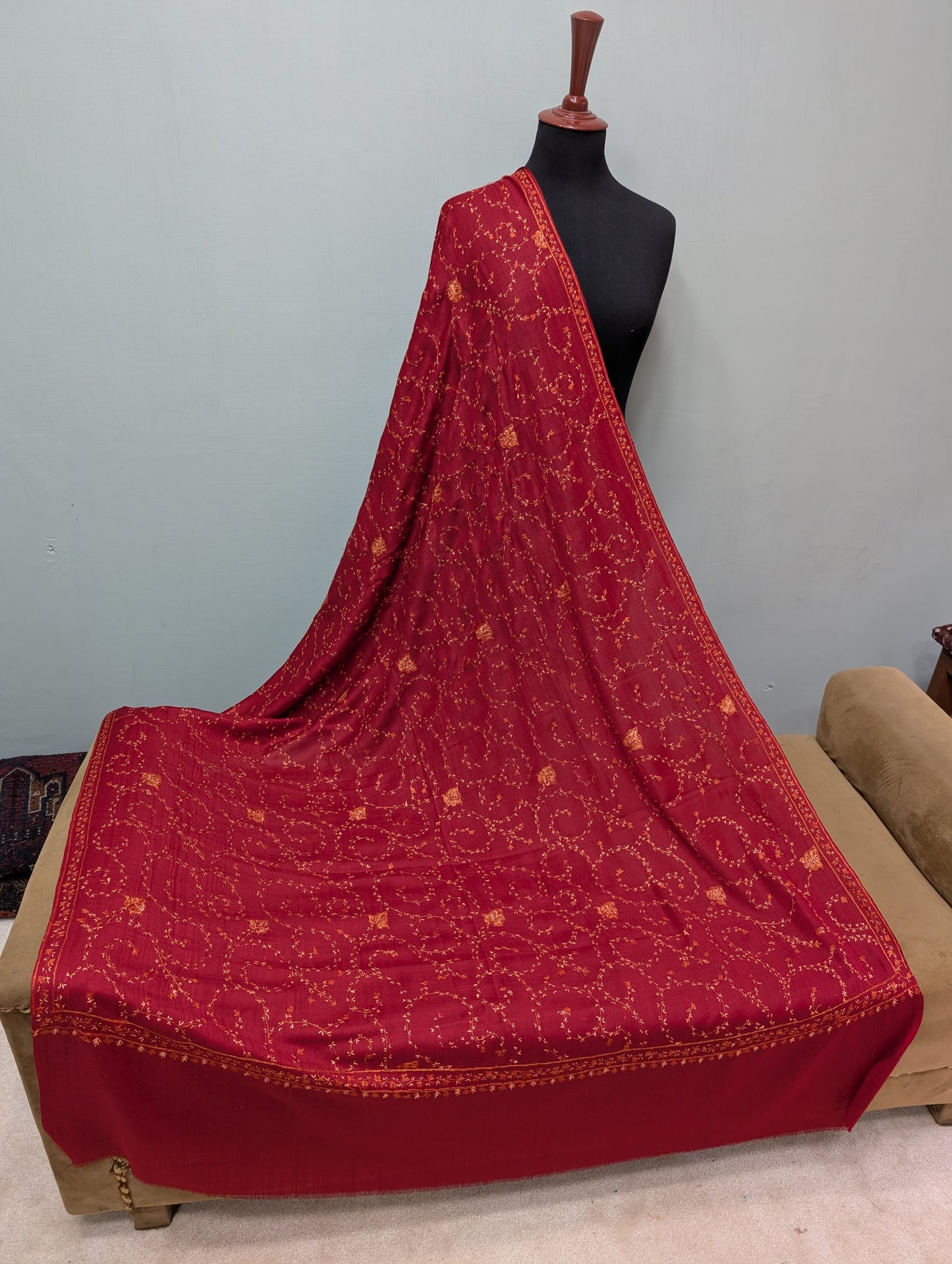 Pashmina Handmade Full Embroidered Souzni Shawl Beautiful New Design 2025 Collection Made in Kashmir