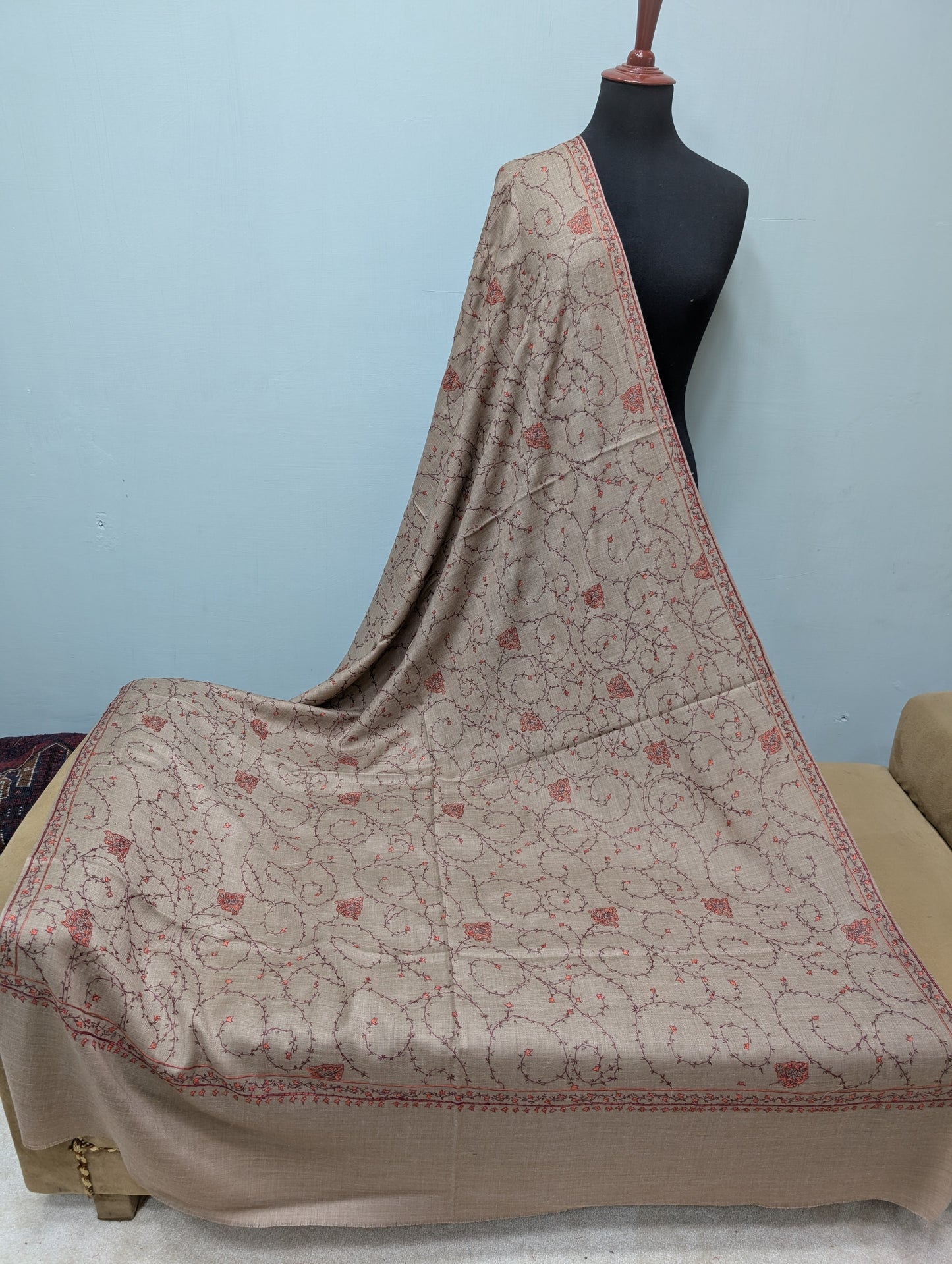 Pashmina Handmade Full Embroidered Souzni Shawl Beautiful New Design 2025 Collection Made in Kashmir