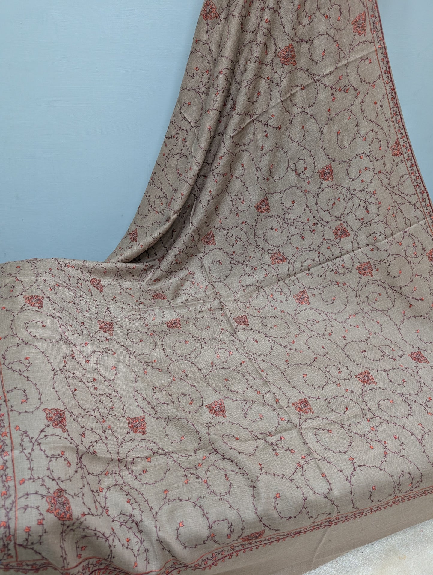 Pashmina Handmade Full Embroidered Souzni Shawl Beautiful New Design 2025 Collection Made in Kashmir