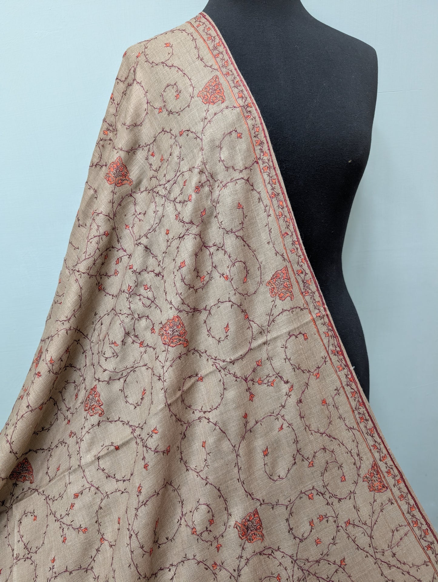 Pashmina Handmade Full Embroidered Souzni Shawl Beautiful New Design 2025 Collection Made in Kashmir