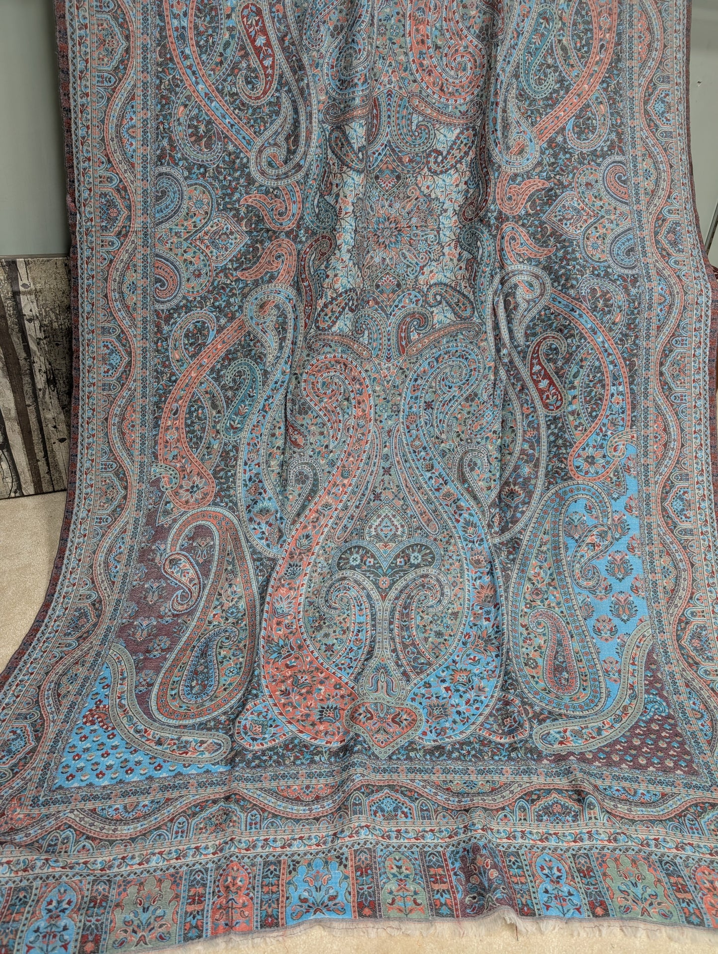 Kani Shawl Qalamkar Design Weaved Jamawar Toosh Shawl Made in Kashmir Full Size Shawl Perfect Gift