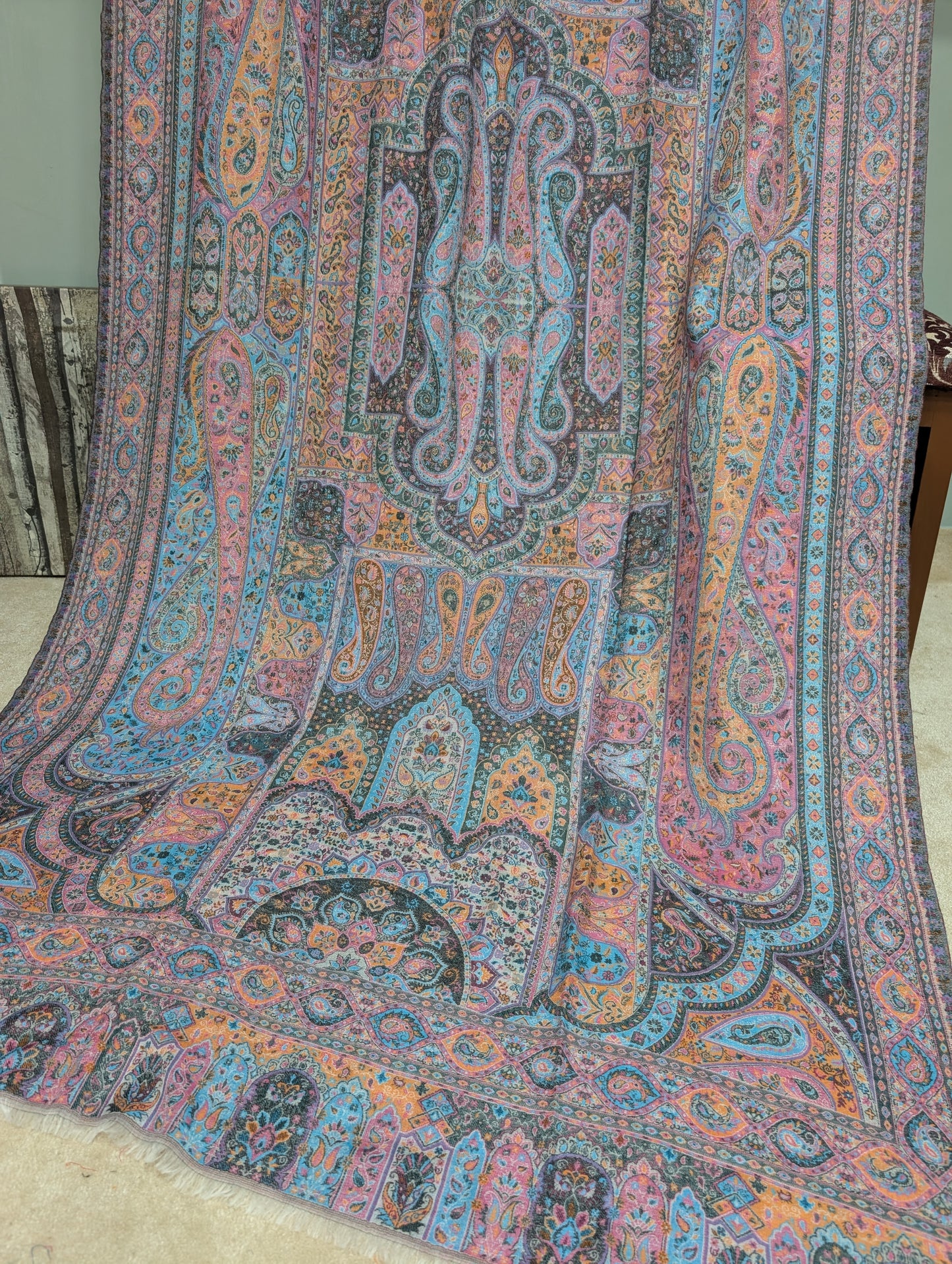 Kani Shawl Qalamkar Design Weaved Jamawar Toosh Shawl Made in Kashmir Full Size Shawl Perfect Gift