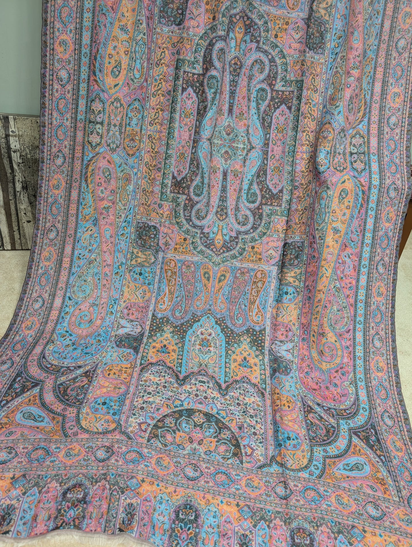 Kani Shawl Qalamkar Design Weaved Jamawar Toosh Shawl Made in Kashmir Full Size Shawl Perfect Gift