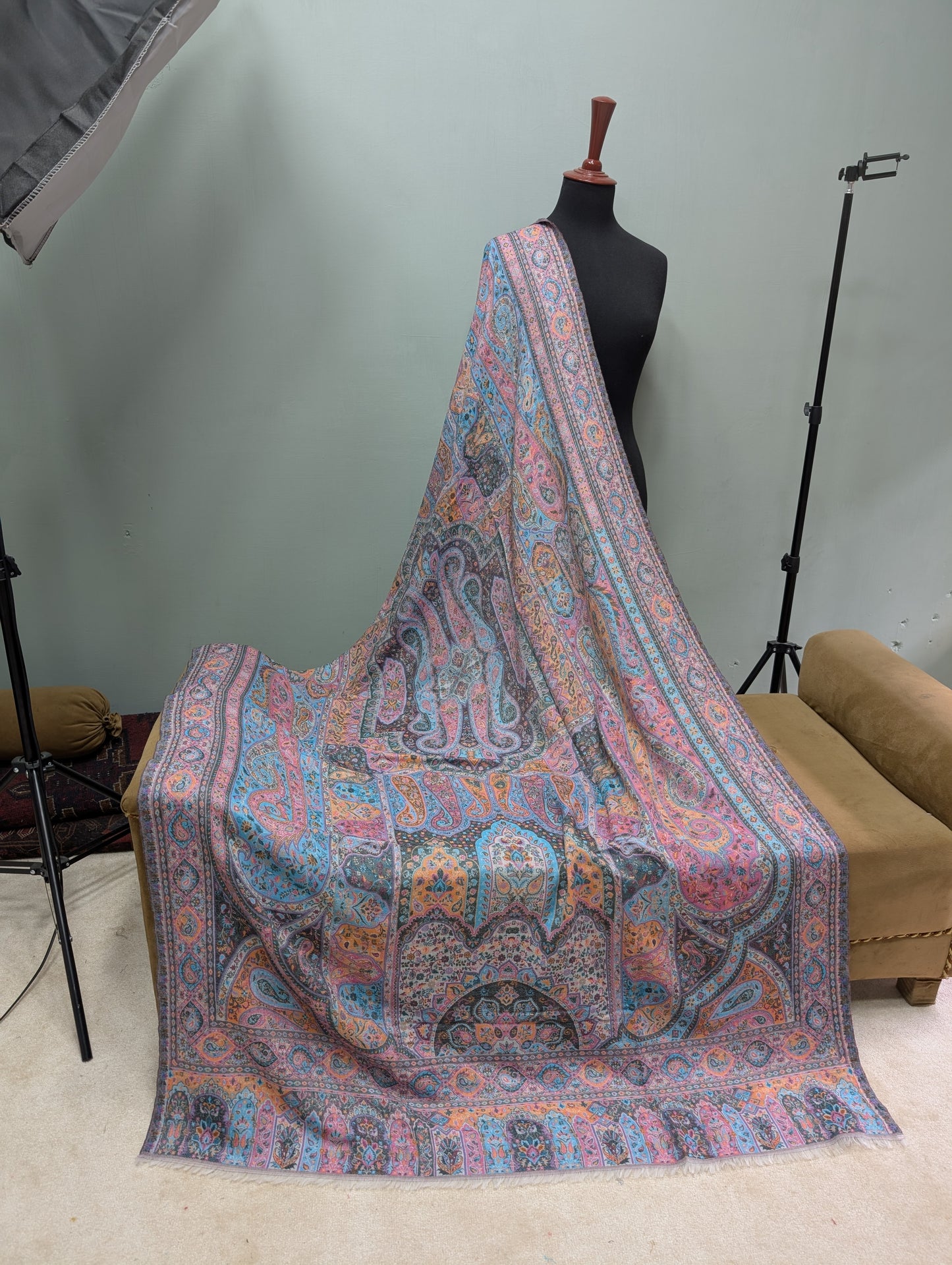 Kani Shawl Qalamkar Design Weaved Jamawar Toosh Shawl Made in Kashmir Full Size Shawl Perfect Gift