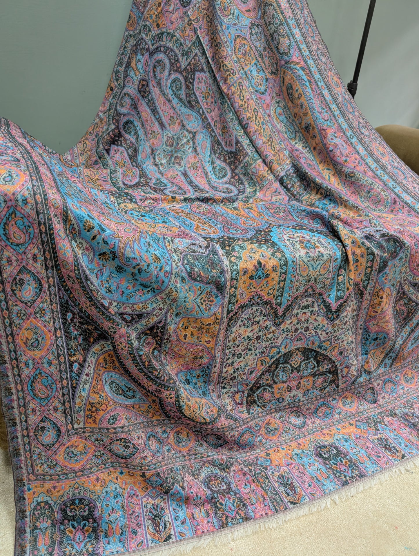 Kani Shawl Qalamkar Design Weaved Jamawar Toosh Shawl Made in Kashmir Full Size Shawl Perfect Gift