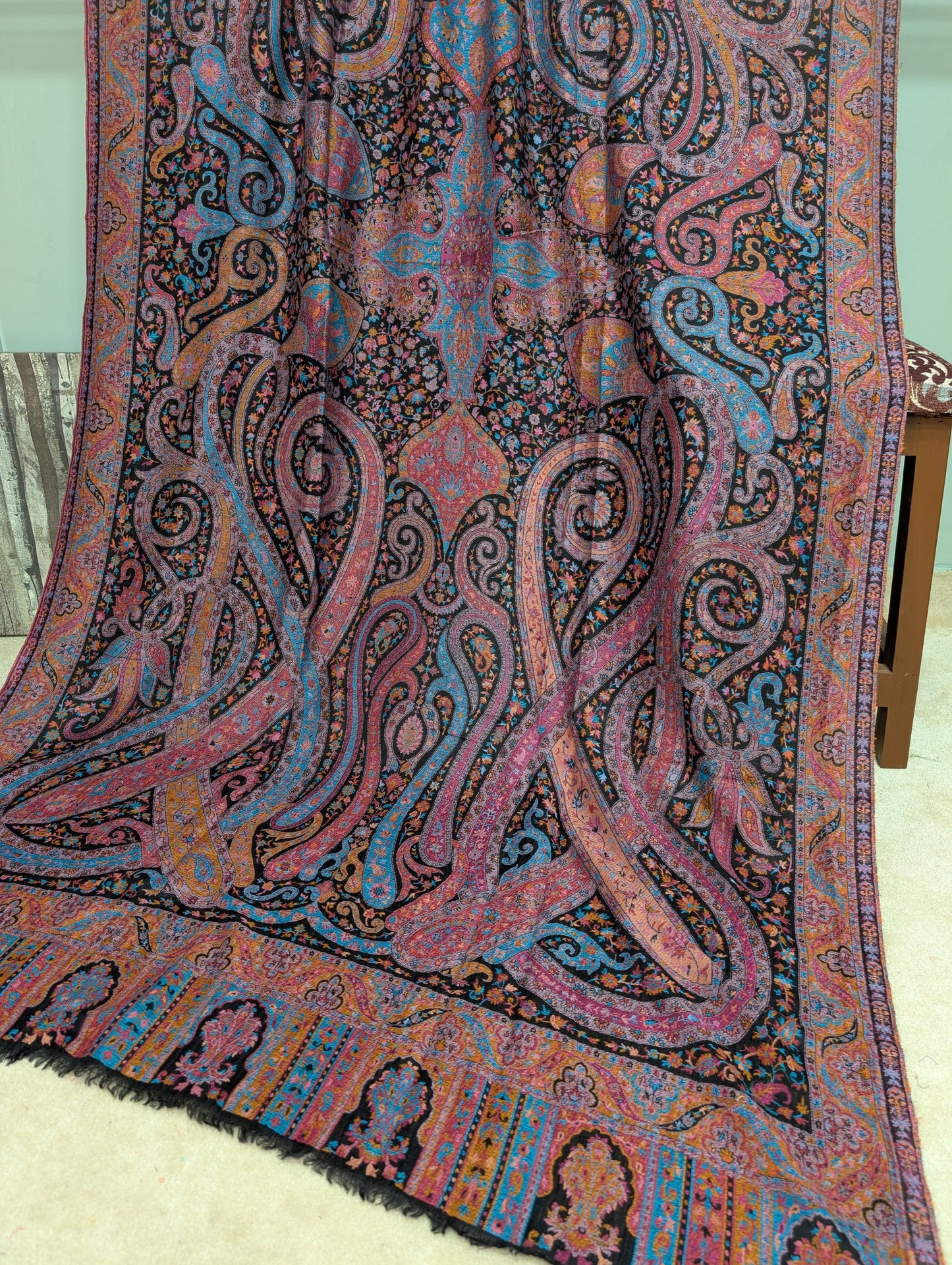 Kani Shawl Qalamkar Design Weaved Jamawar Toosh Shawl Made in Kashmir Full Size Shawl Perfect Gift