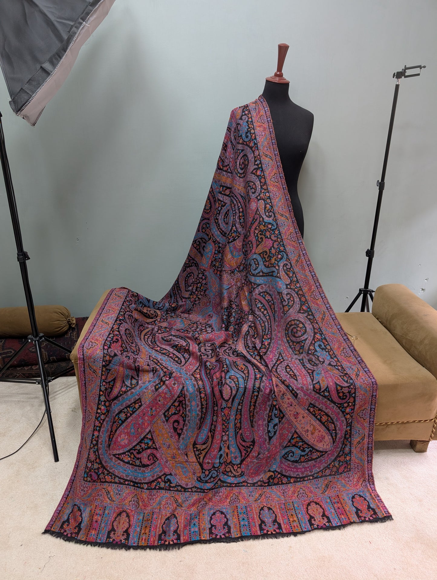 Kani Shawl Qalamkar Design Weaved Jamawar Toosh Shawl Made in Kashmir Full Size Shawl Perfect Gift