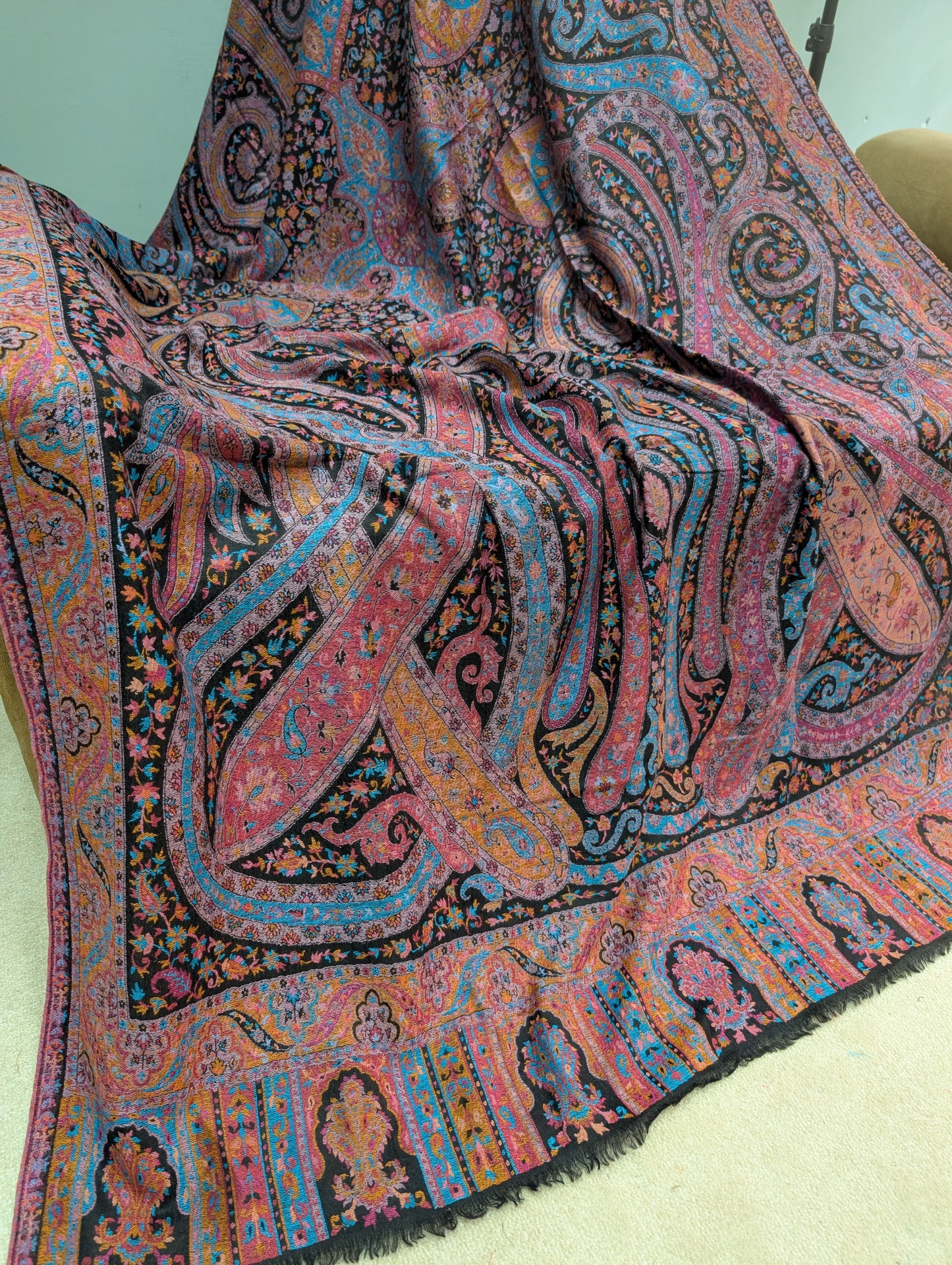 Kani Shawl Qalamkar Design Weaved Jamawar Toosh Shawl Made in Kashmir Full Size Shawl Perfect Gift