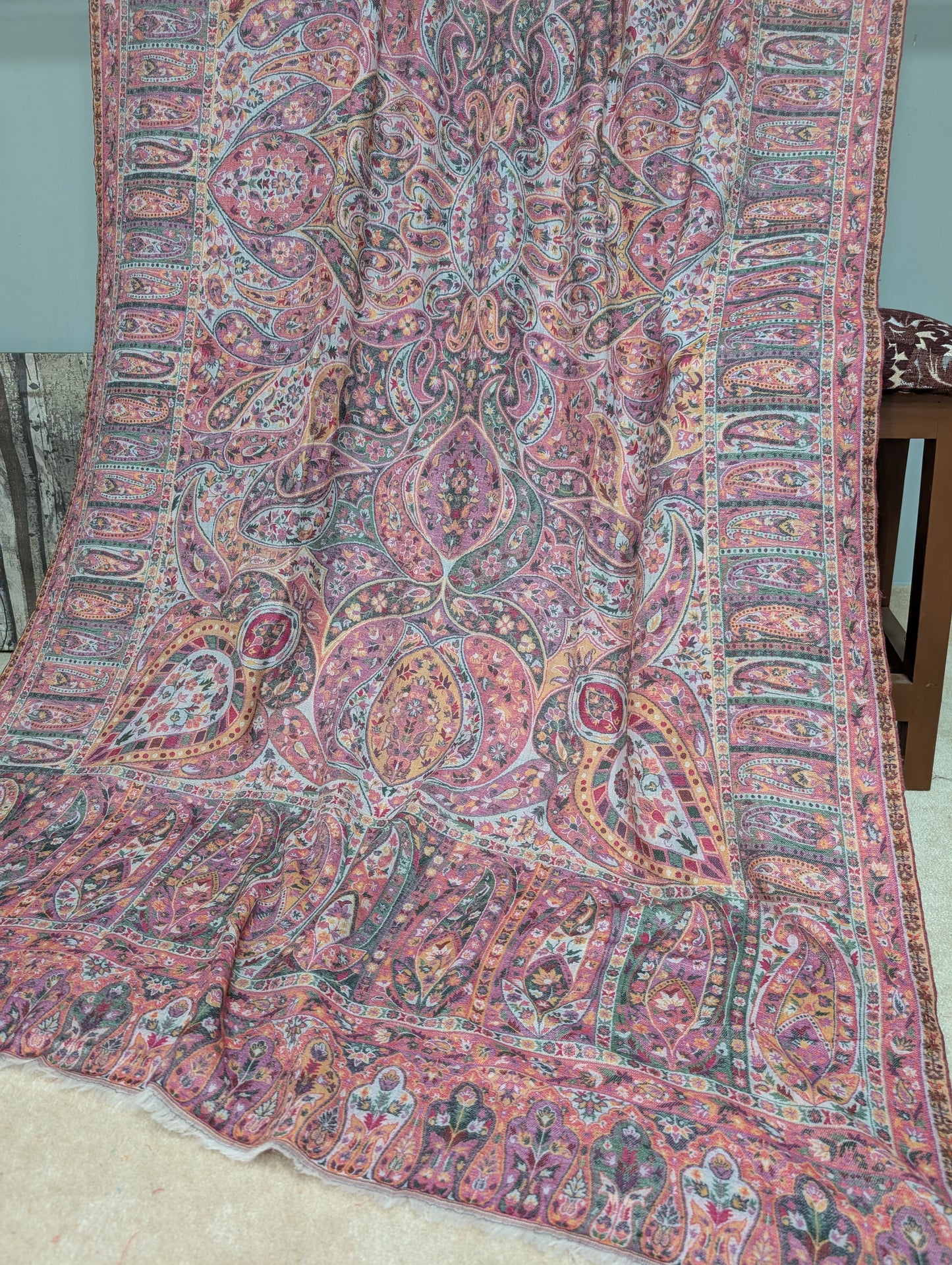 Kani Shawl Qalamkar Design Weaved Jamawar Toosh Shawl Made in Kashmir Full Size Shawl Perfect Gift