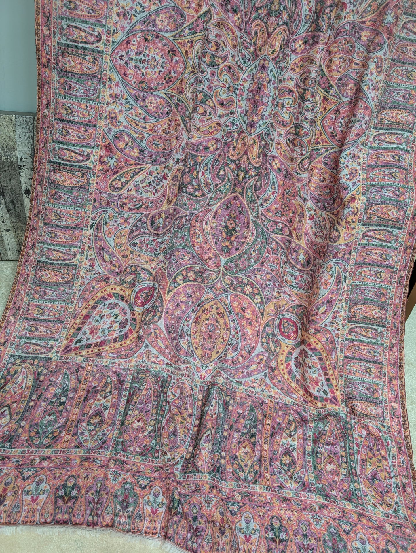 Kani Shawl Qalamkar Design Weaved Jamawar Toosh Shawl Made in Kashmir Full Size Shawl Perfect Gift