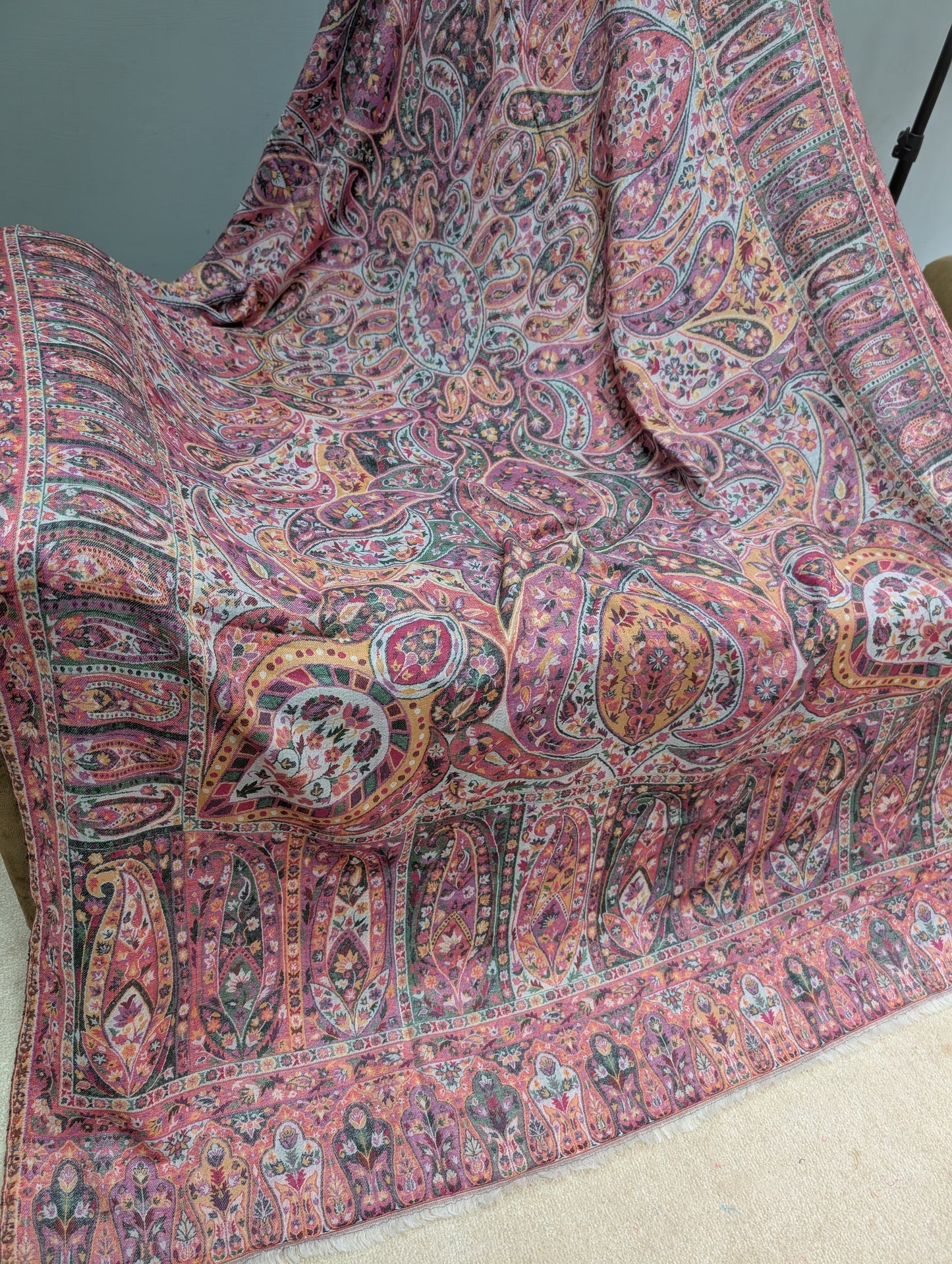 Kani Shawl Qalamkar Design Weaved Jamawar Toosh Shawl Made in Kashmir Full Size Shawl Perfect Gift