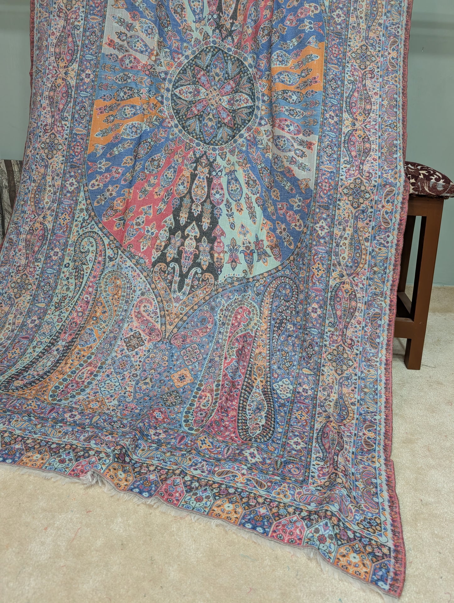 Kani Shawl Qalamkar Design Weaved Jamawar Toosh Shawl Made in Kashmir Full Size Shawl Perfect Gift