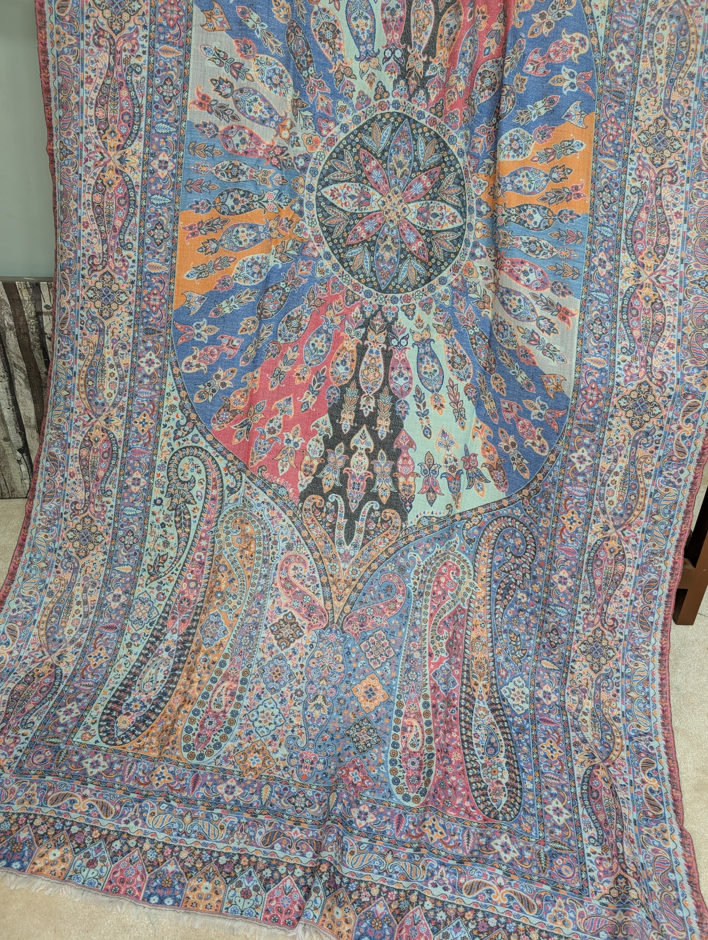 Kani Shawl Qalamkar Design Weaved Jamawar Toosh Shawl Made in Kashmir Full Size Shawl Perfect Gift