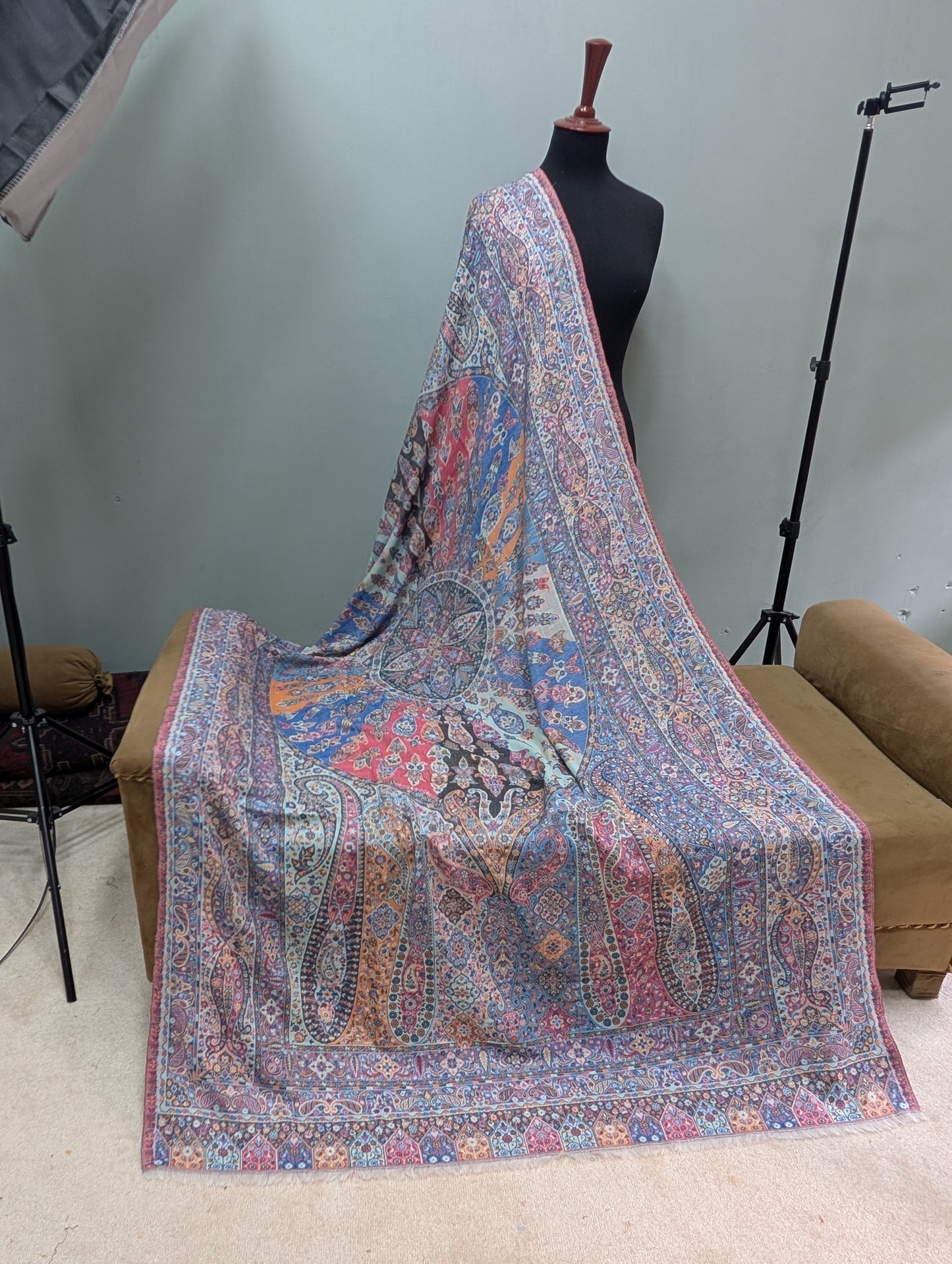 Kani Shawl Qalamkar Design Weaved Jamawar Toosh Shawl Made in Kashmir Full Size Shawl Perfect Gift