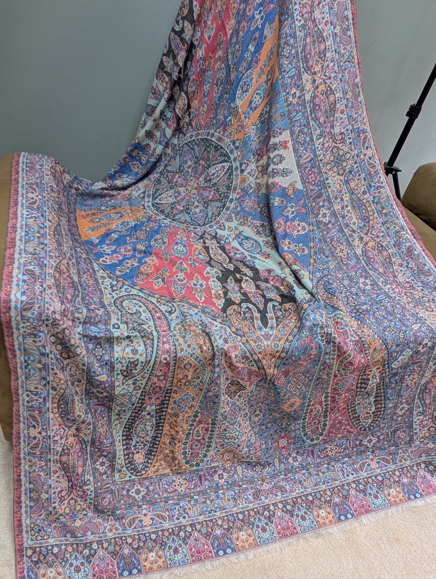 Kani Shawl Qalamkar Design Weaved Jamawar Toosh Shawl Made in Kashmir Full Size Shawl Perfect Gift