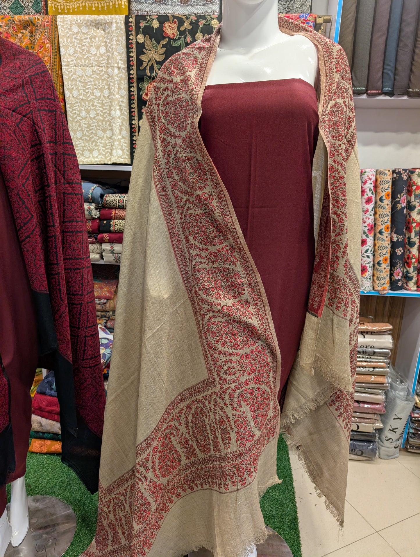 2 Piece Chiffon Embroidered Suit