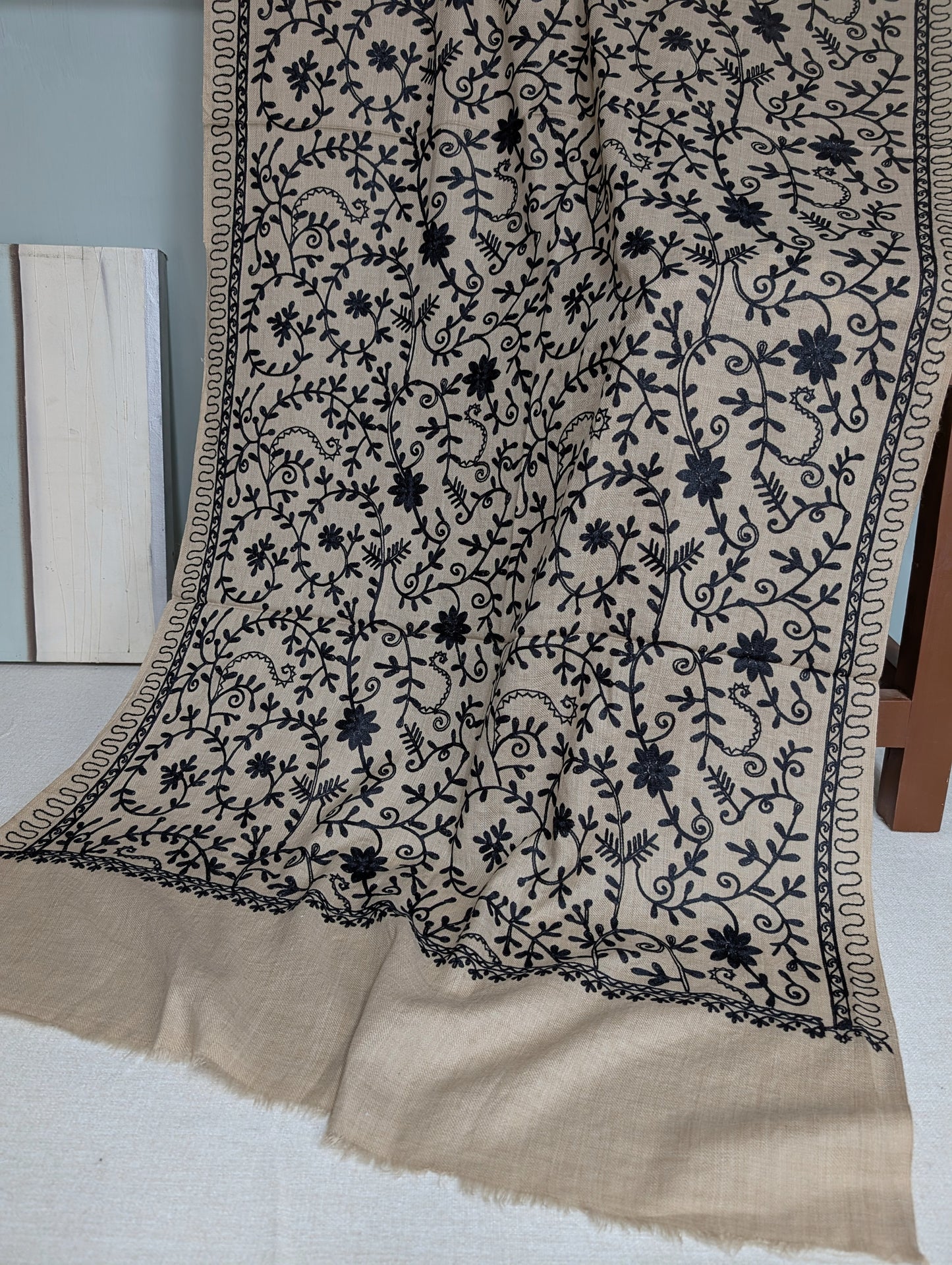 Pashmina Stole Full Embroidery Kashmiri Work in Sale Price perfect Gift 80x28 inches