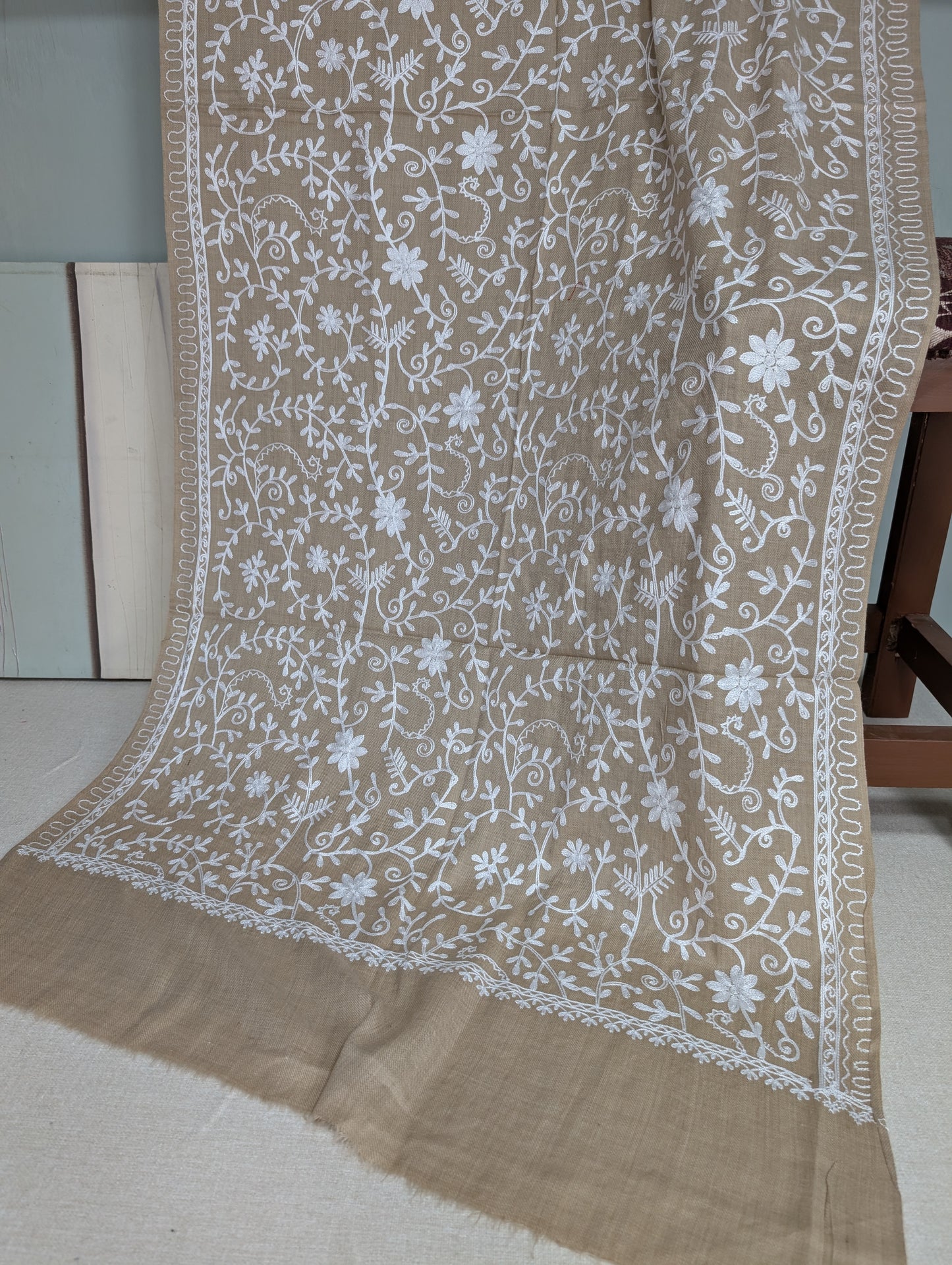 Pashmina Stole Full Embroidery Kashmiri Work in Sale Price perfect Gift 80x28 inches