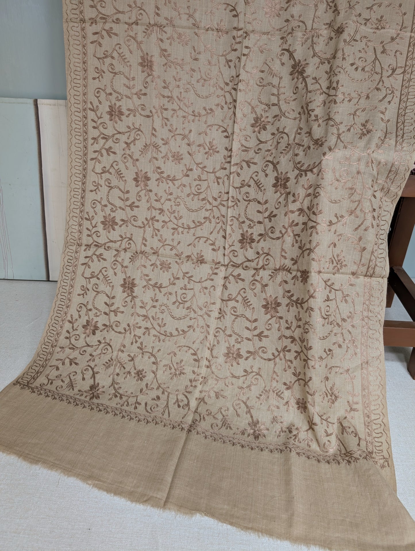 Pashmina Stole Full Embroidery Kashmiri Work in Sale Price perfect Gift 80x28 inches