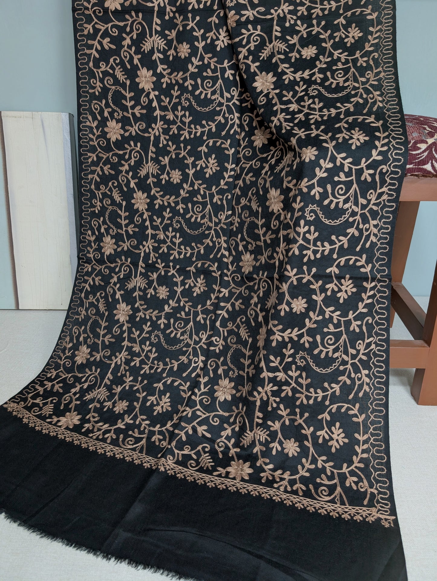 Pashmina Stole Full Embroidery Kashmiri Work in Sale Price perfect Gift 80x28 inches