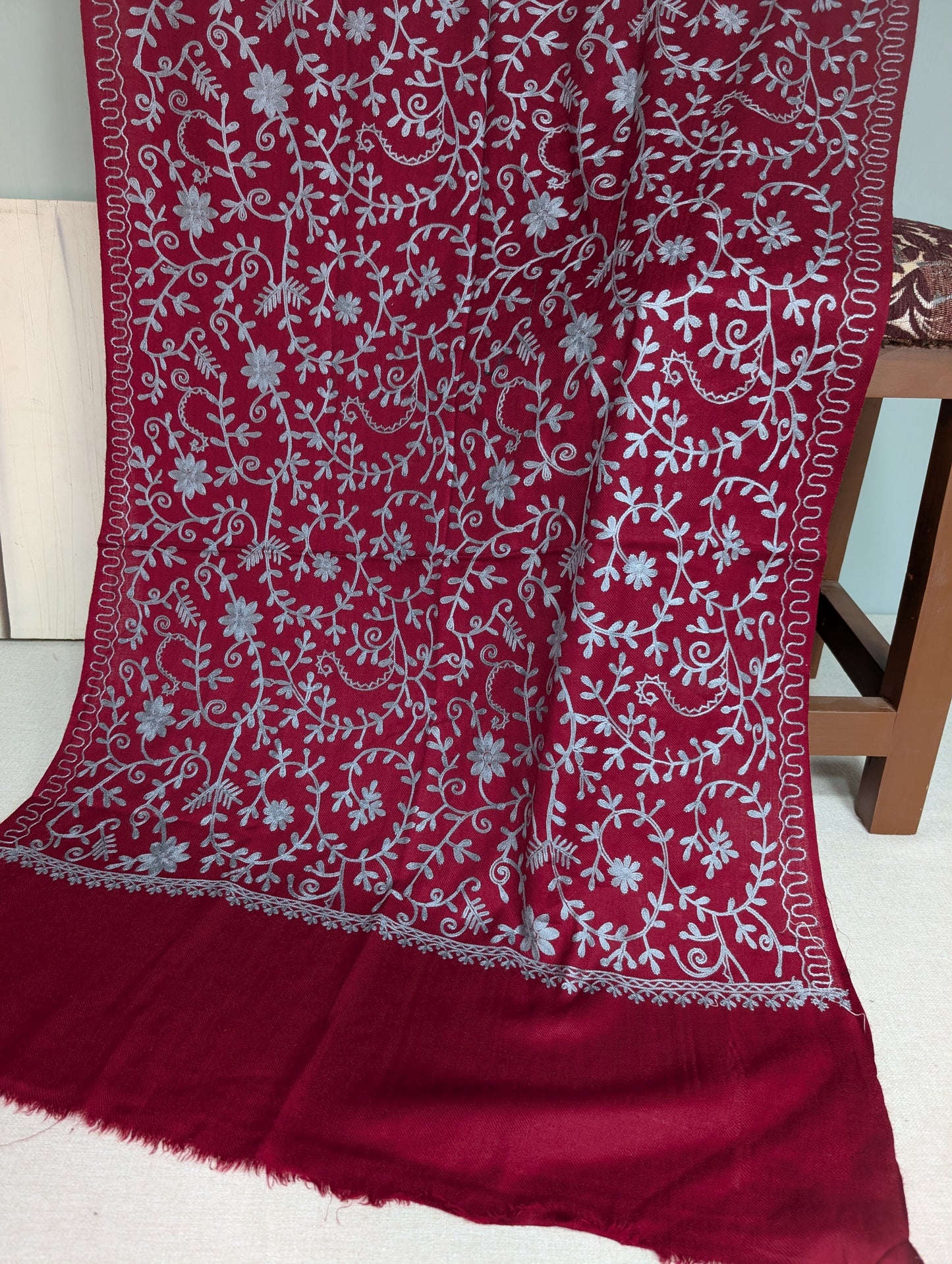 Pashmina Stole Full Embroidery Kashmiri Work in Sale Price perfect Gift 80x28 inches