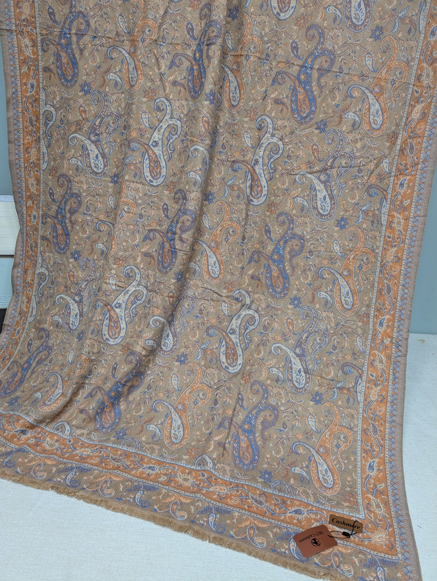 Kani Shawl | Sky Cashmere Pure Wool Shawl Perfect Soft Material for Winter | Dark Skin