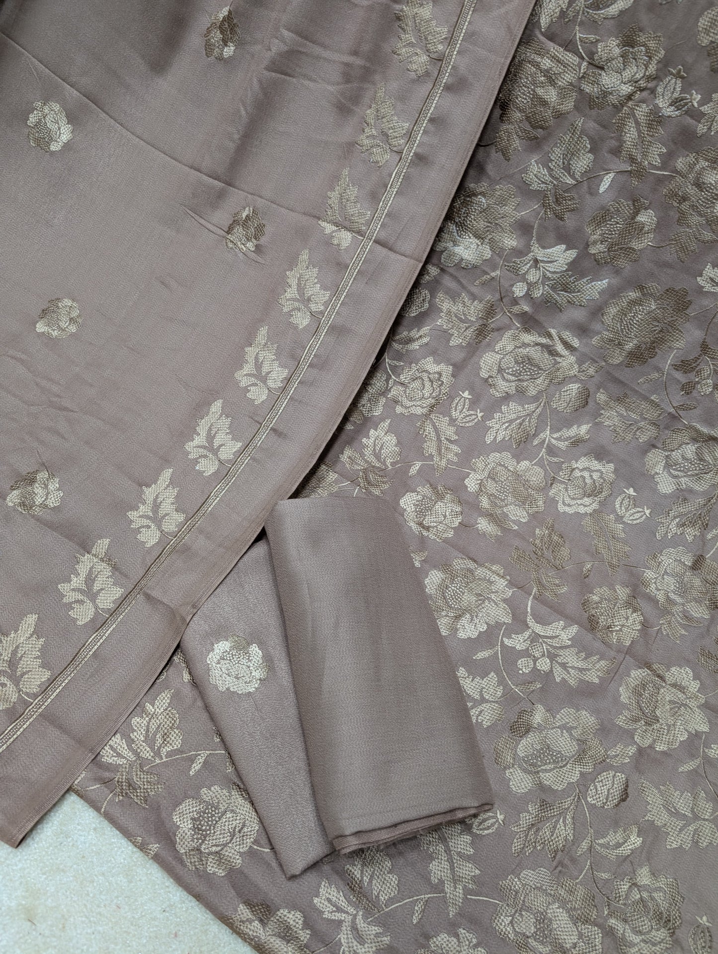 Marina 3 Piece Embroidered Suit Skin Embroidery Marina Shawl | Skin Grey