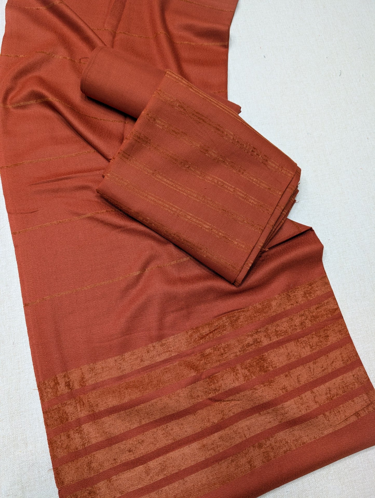 3 Piece Suit | Velvet Lining 3 Lines Marina Suit Allover With Shawl | New Arrival Beautiful Gift | Rust