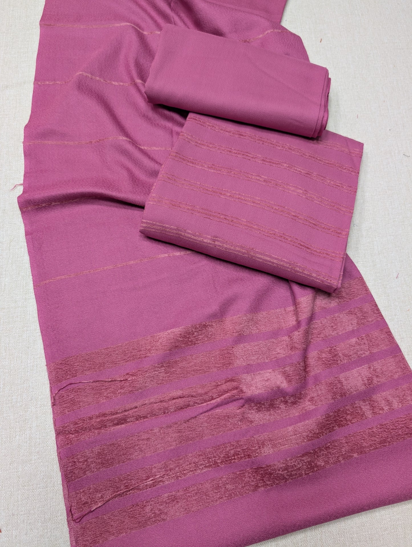 3 Piece Suit | Velvet Lining 3 Lines Marina Suit Allover With Shawl | New Arrival Beautiful Gift | Tea Pink