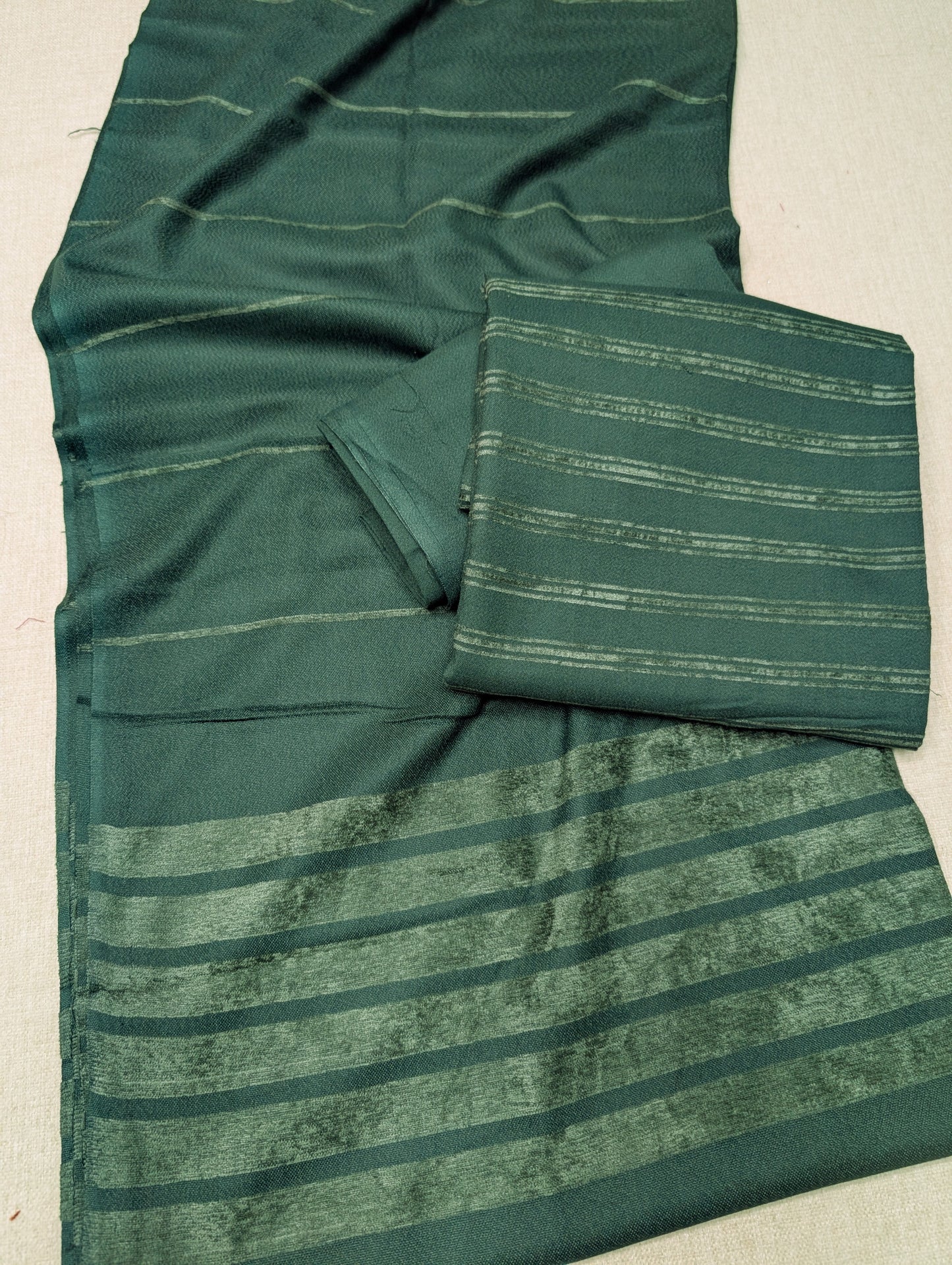 3 Piece Suit | Velvet Lining 3 Lines Marina Suit Allover With Shawl | New Arrival Beautiful Gift | Dark Green