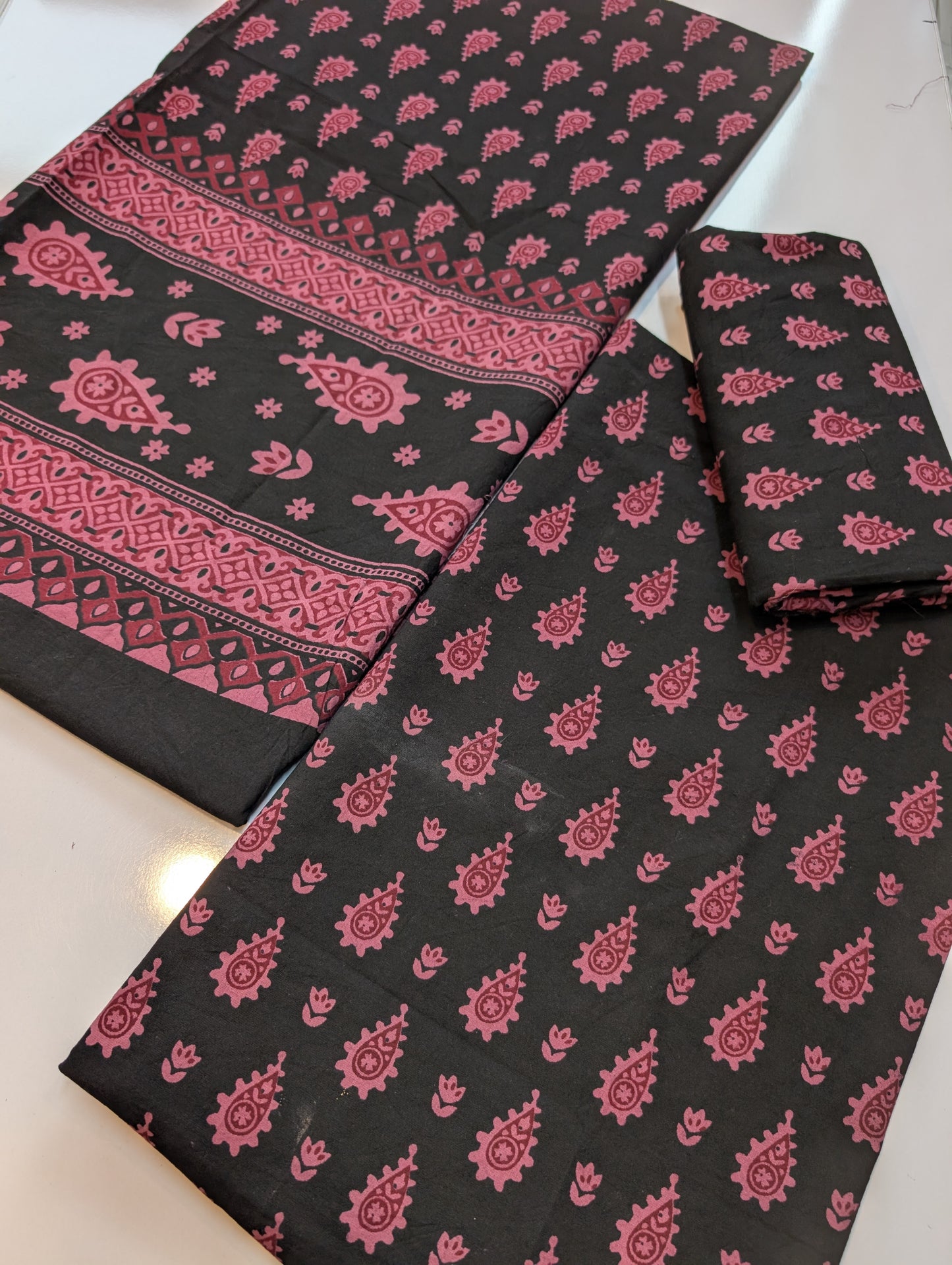 Ajrak Cotton 3 Piece Unstitched Suit Block Printed
