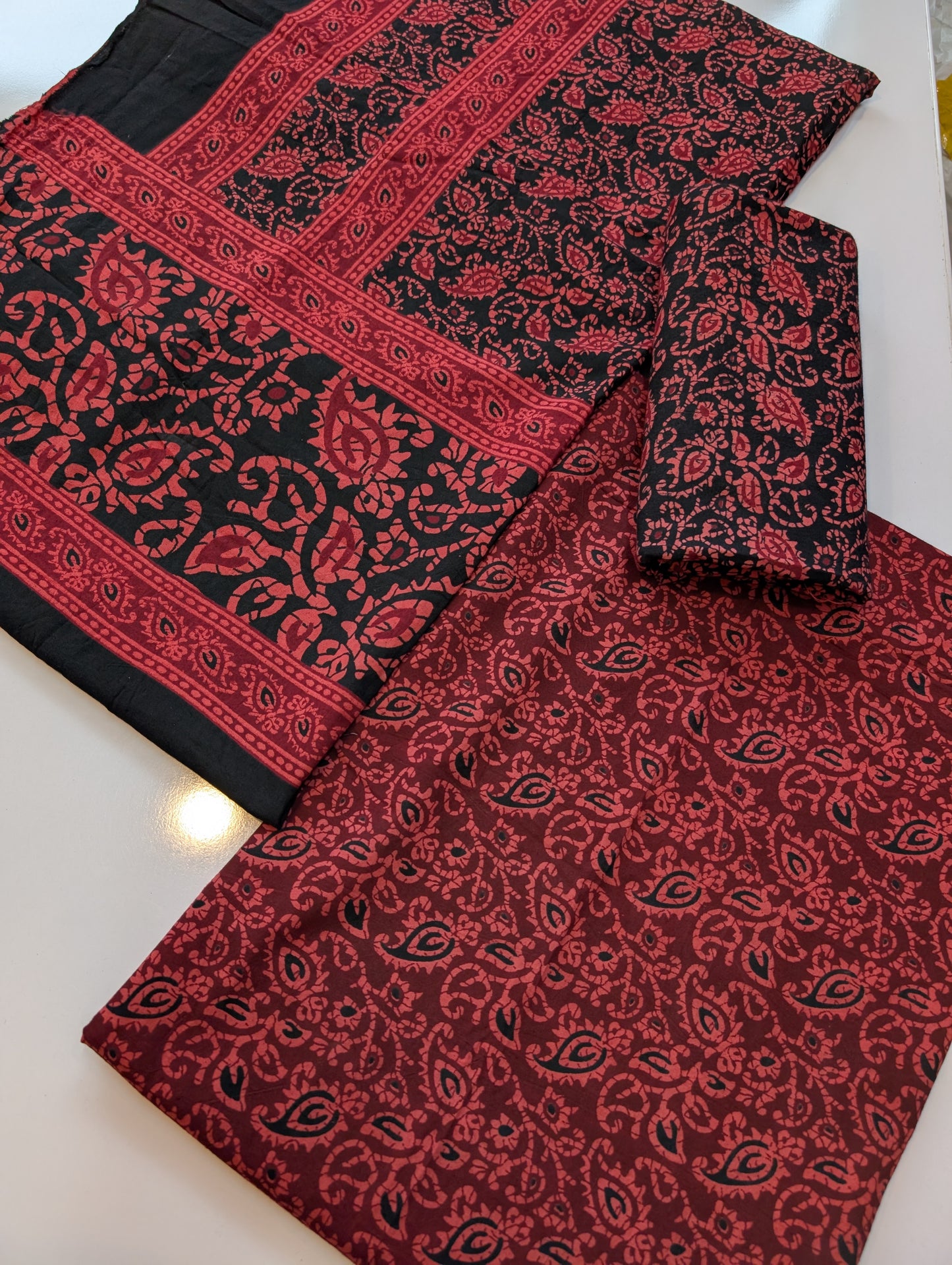 Ajrak Cotton 3 Piece Unstitched Suit Block Printed