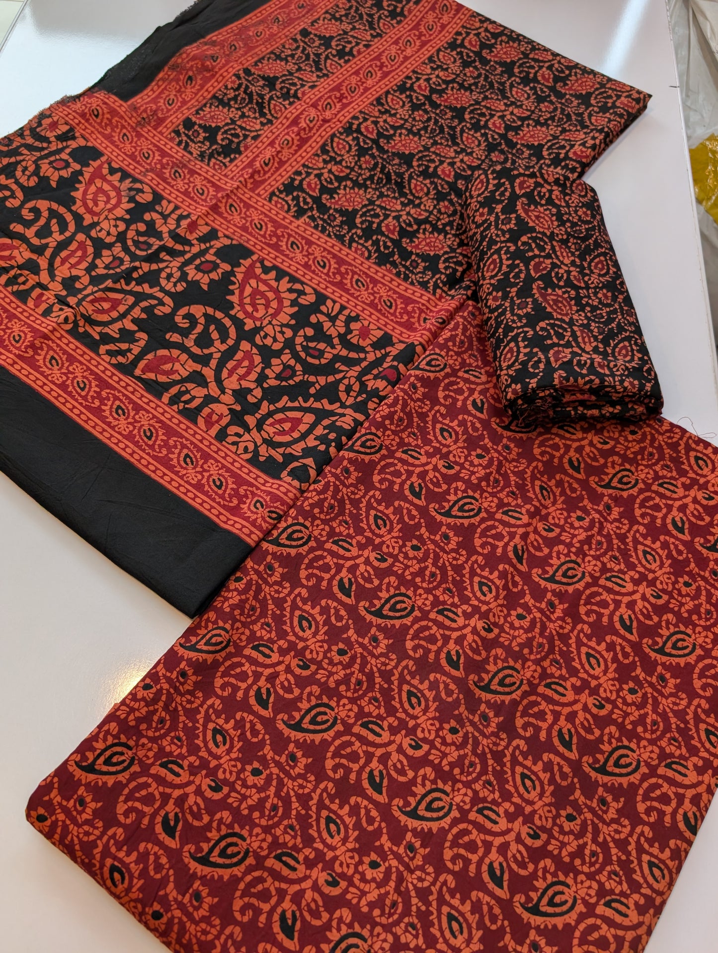 Ajrak Cotton 3 Piece Unstitched Suit Block Printed