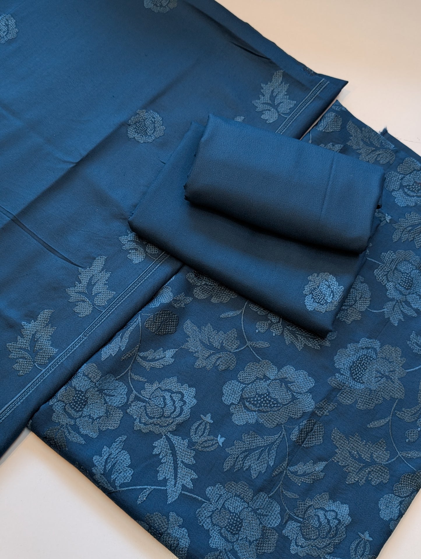Marina 3 Piece Embroidered Suit Same Embroidery Marina Shawl | Zinc