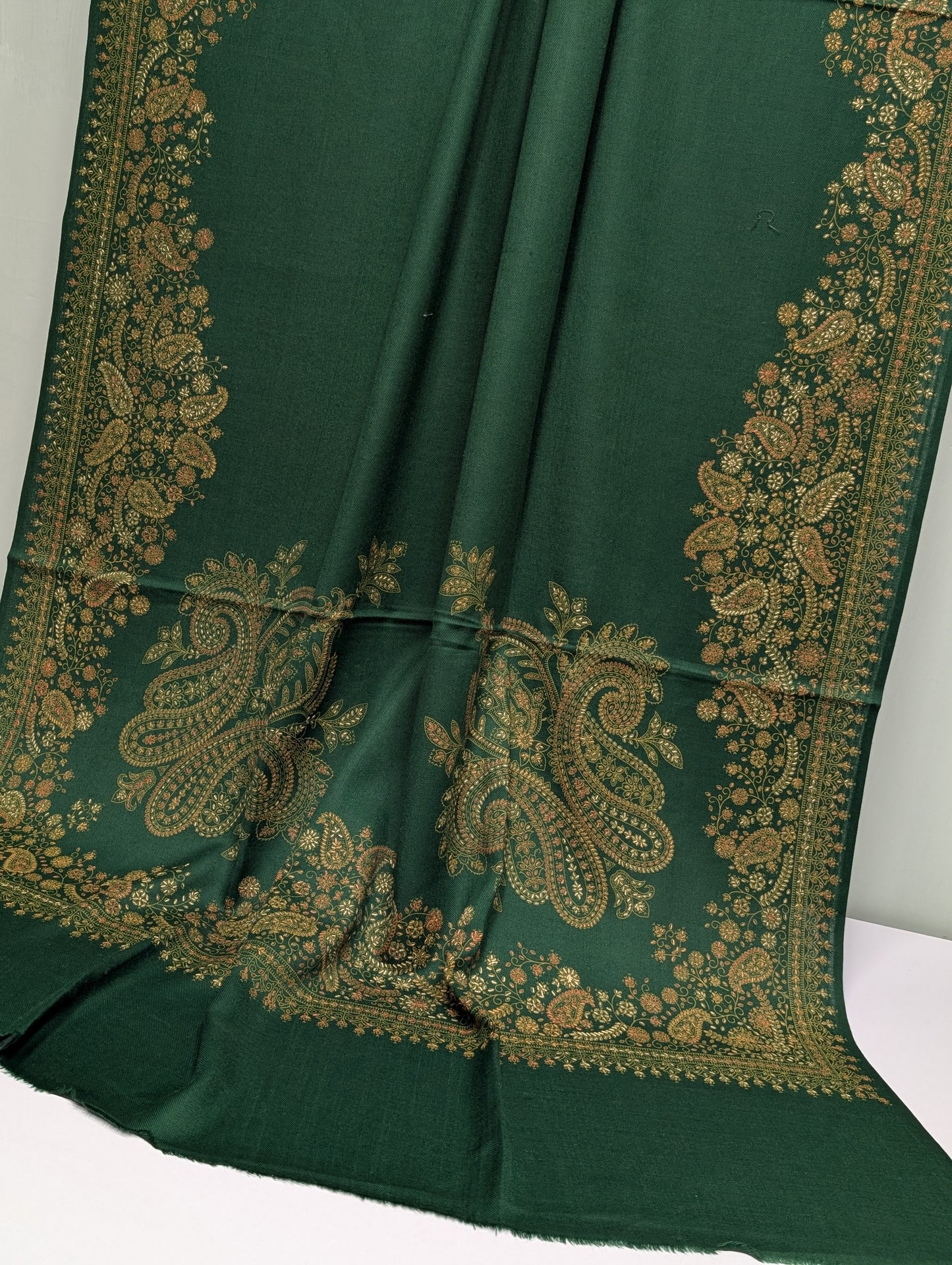 Pashmina Shawl | Hand Embroidery Beautiful Shawl in Sale | Dark Green