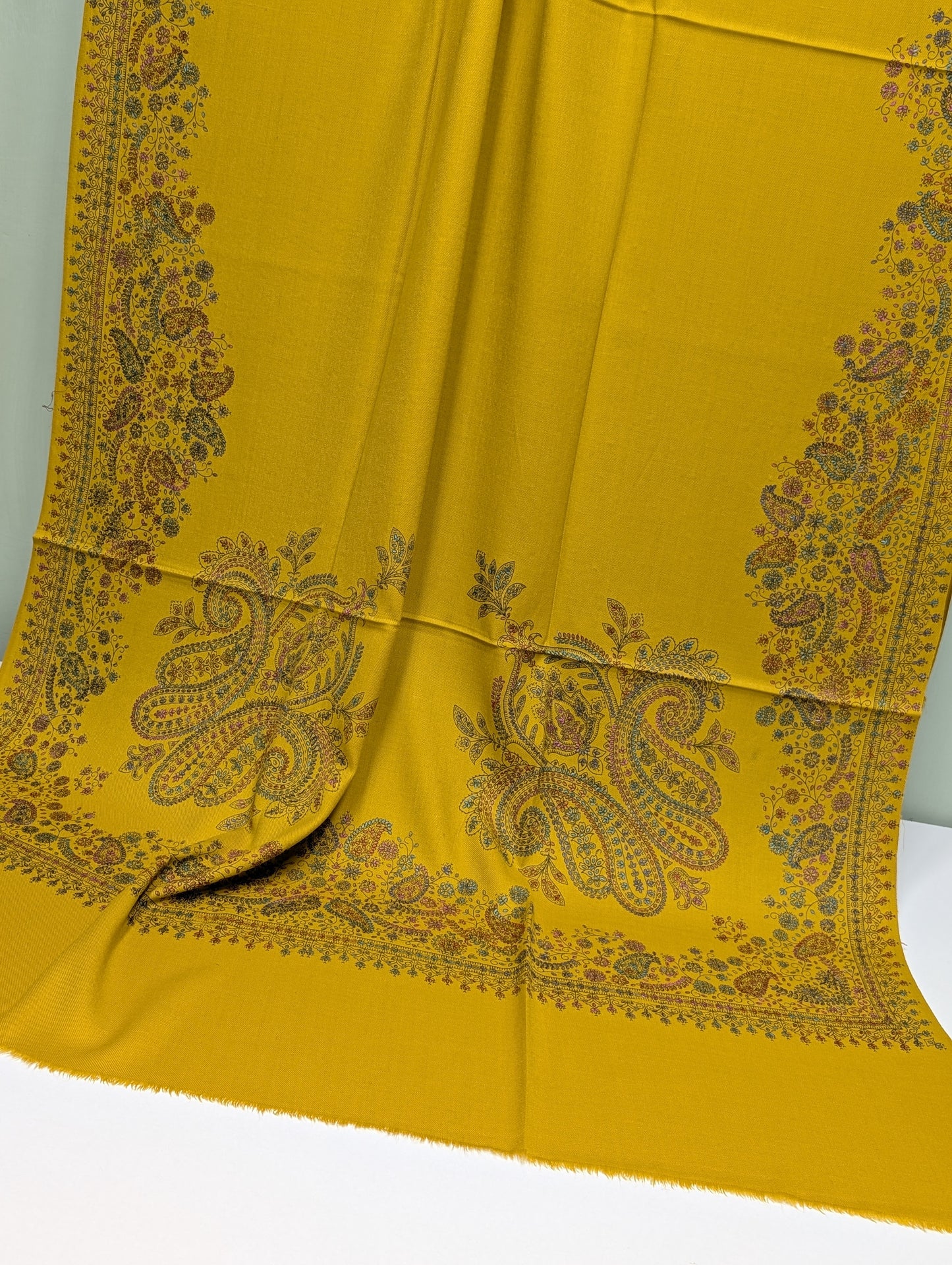 Pashmina Shawl | Hand Embroidery Beautiful Shawl in Sale | Mustard