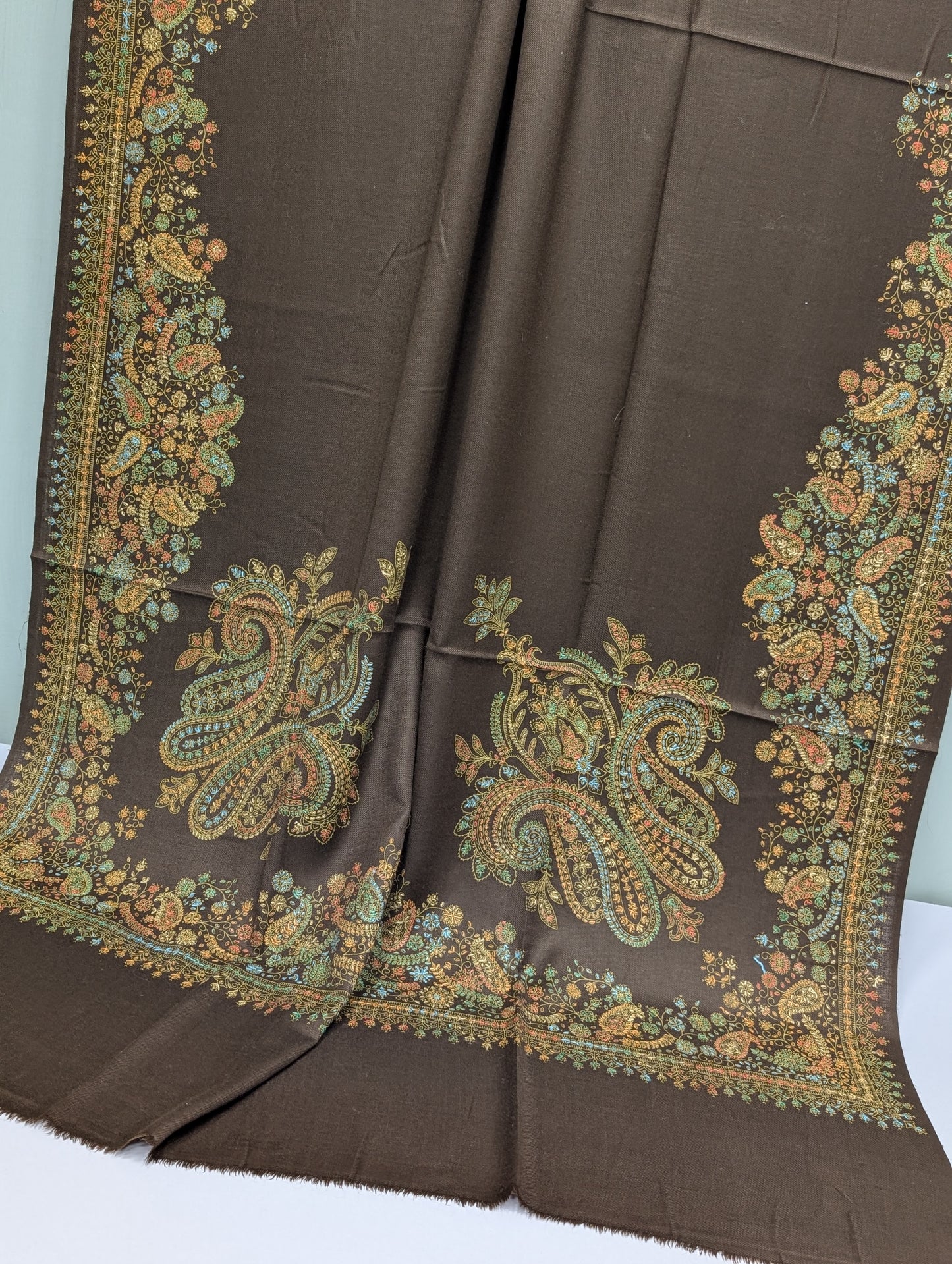 Pashmina Shawl | Hand Embroidery Beautiful Shawl in Sale | Choc Brown
