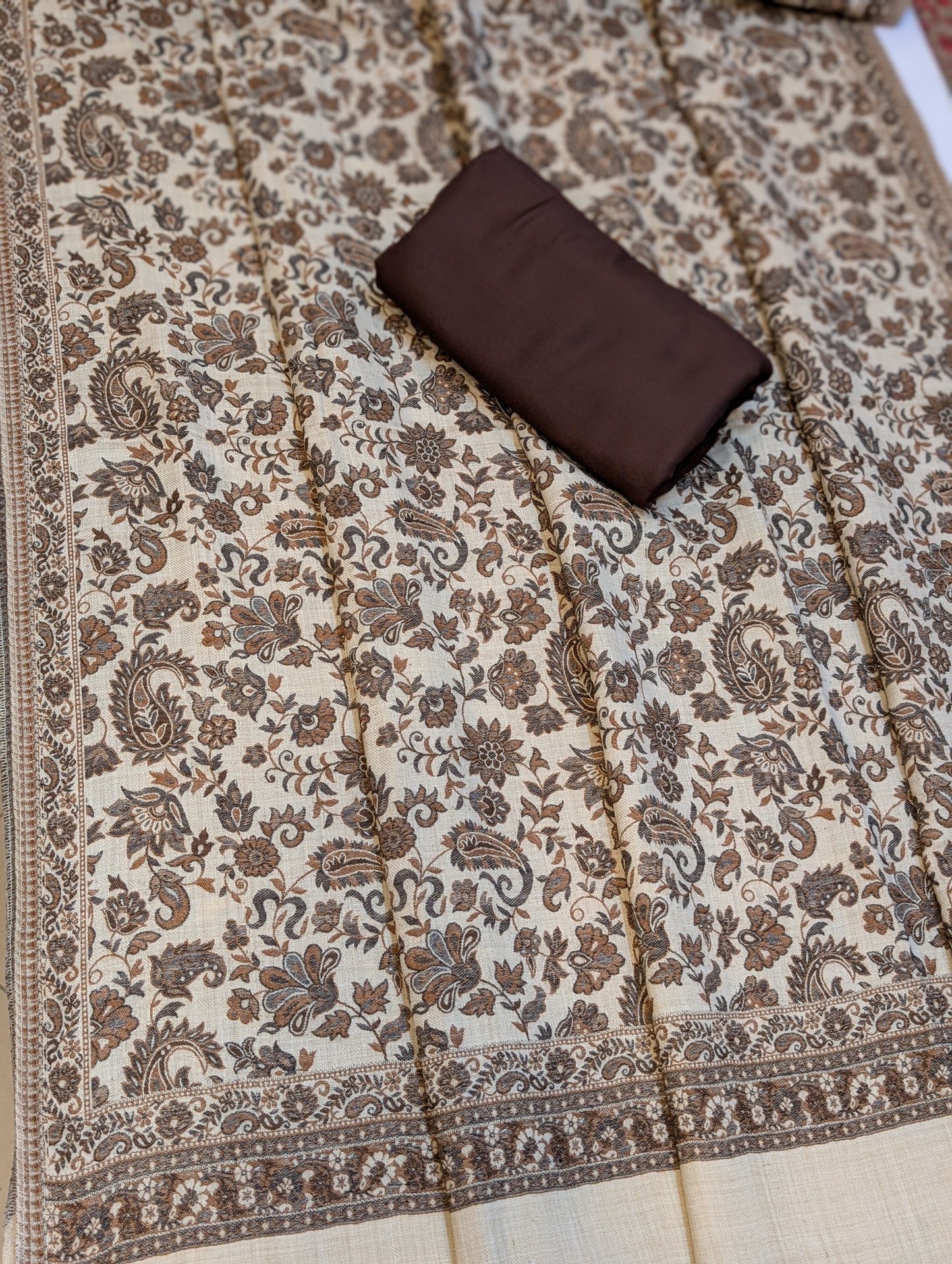 Pashmina 3 Piece Suit | Kani Pashmina Shawl With Marina Suit