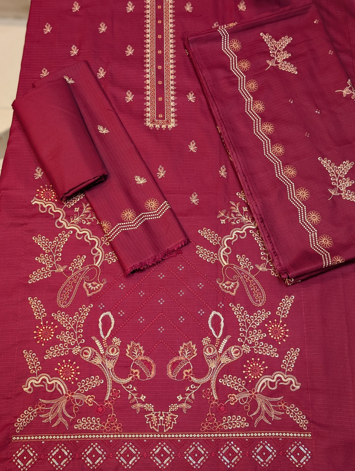 2 Piece Chikankari Lawn Suit Red