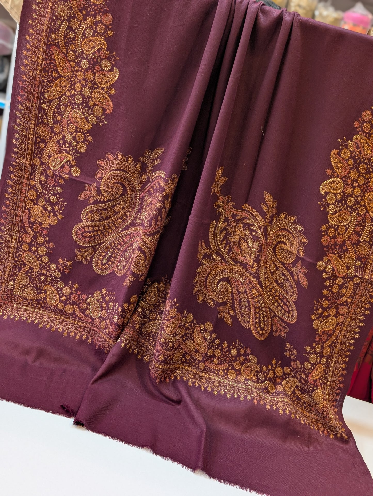 Pashmina Shawl | Hand Embroidery Beautiful Shawl in Sale | Magenta